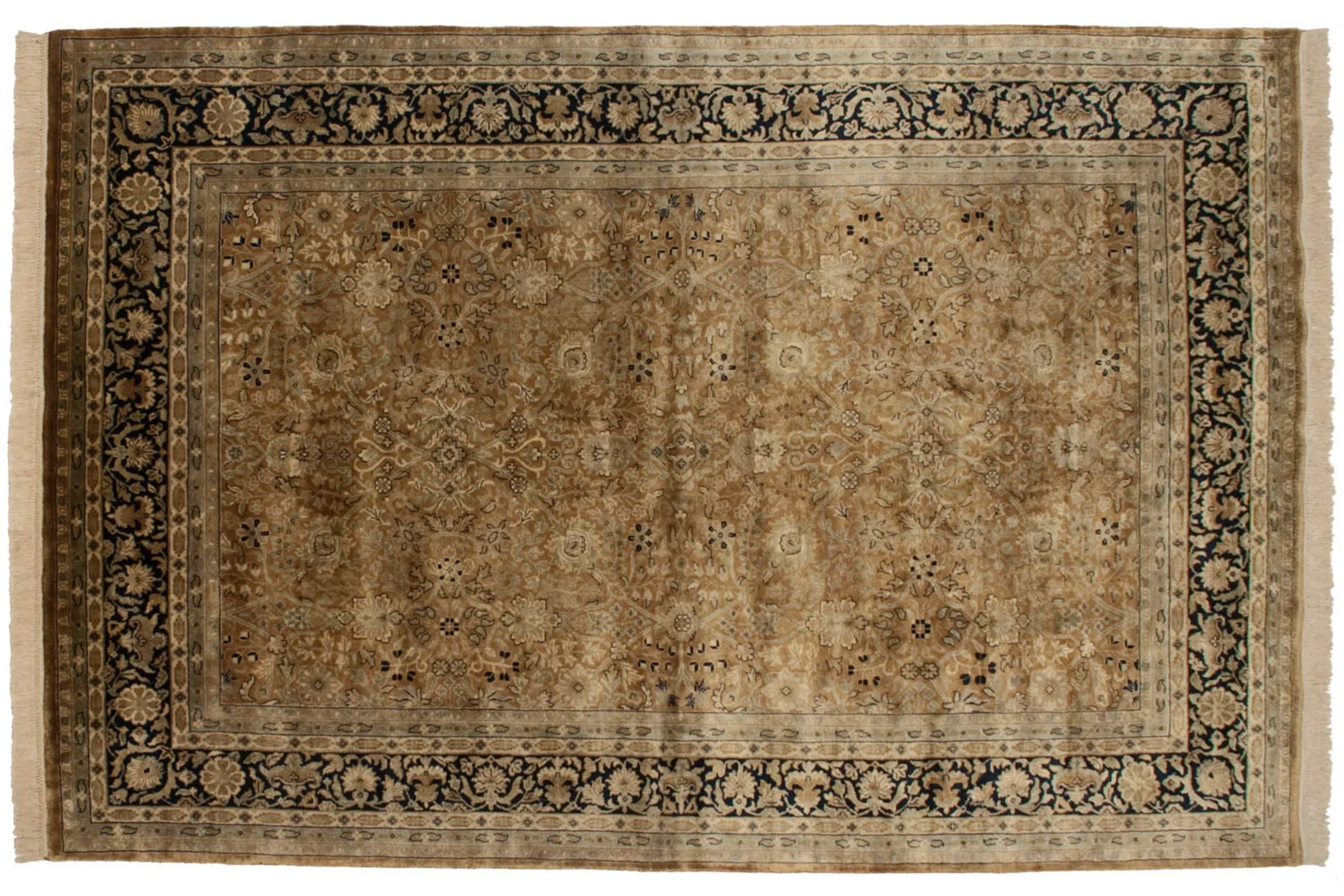 6x9 Vintage Indian Tabriz Design Carpet - Image 2