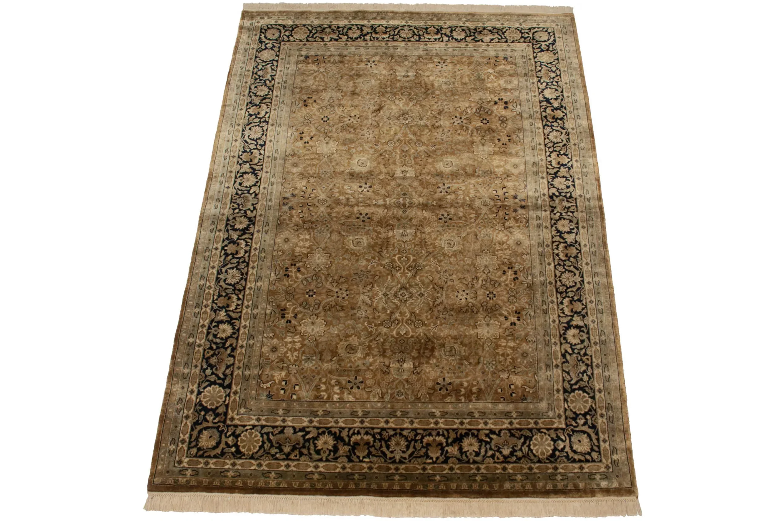 6x9 Vintage Indian Tabriz Design Carpet - Image 9