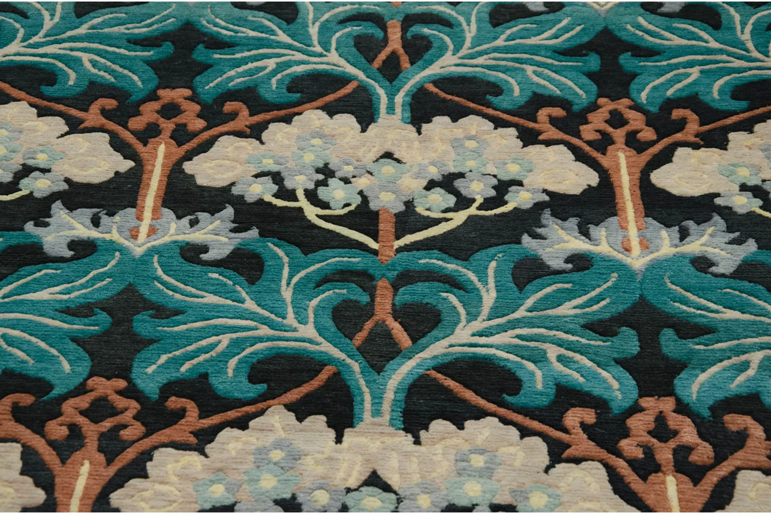 6x9 Vintage Indian William Morris Design Carpet - Image 7
