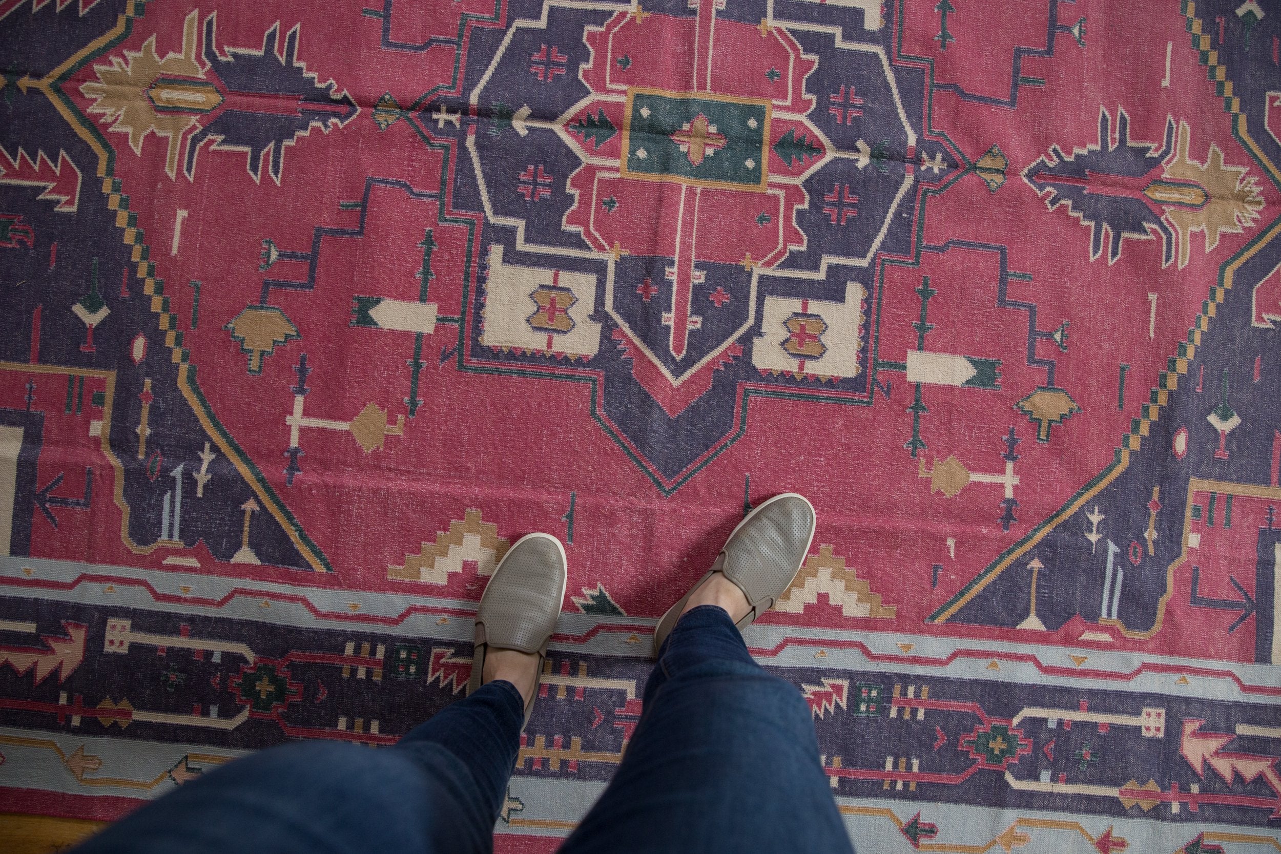 6x9 Vintage Stone Wash Dhurrie Carpet - Image 2