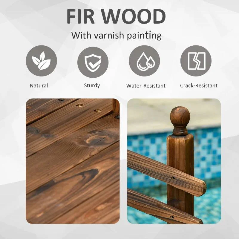 7.5 Ft Wooden Garden Bridge with Hand Rails in Carbonized Wood Finish - Image 3
