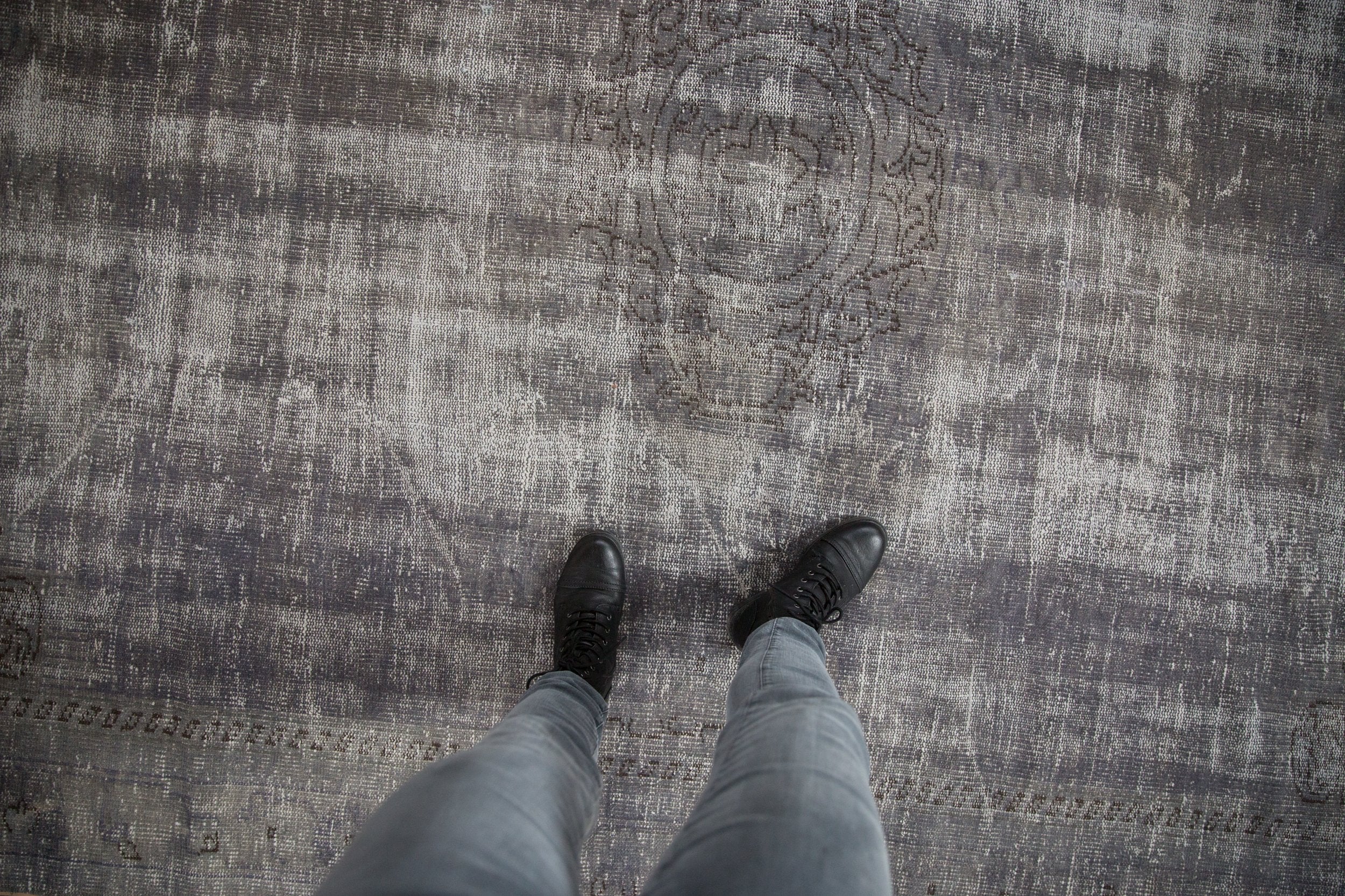 7.5x10.5 Vintage Distressed Overdyed Oushak Carpet - Image 2