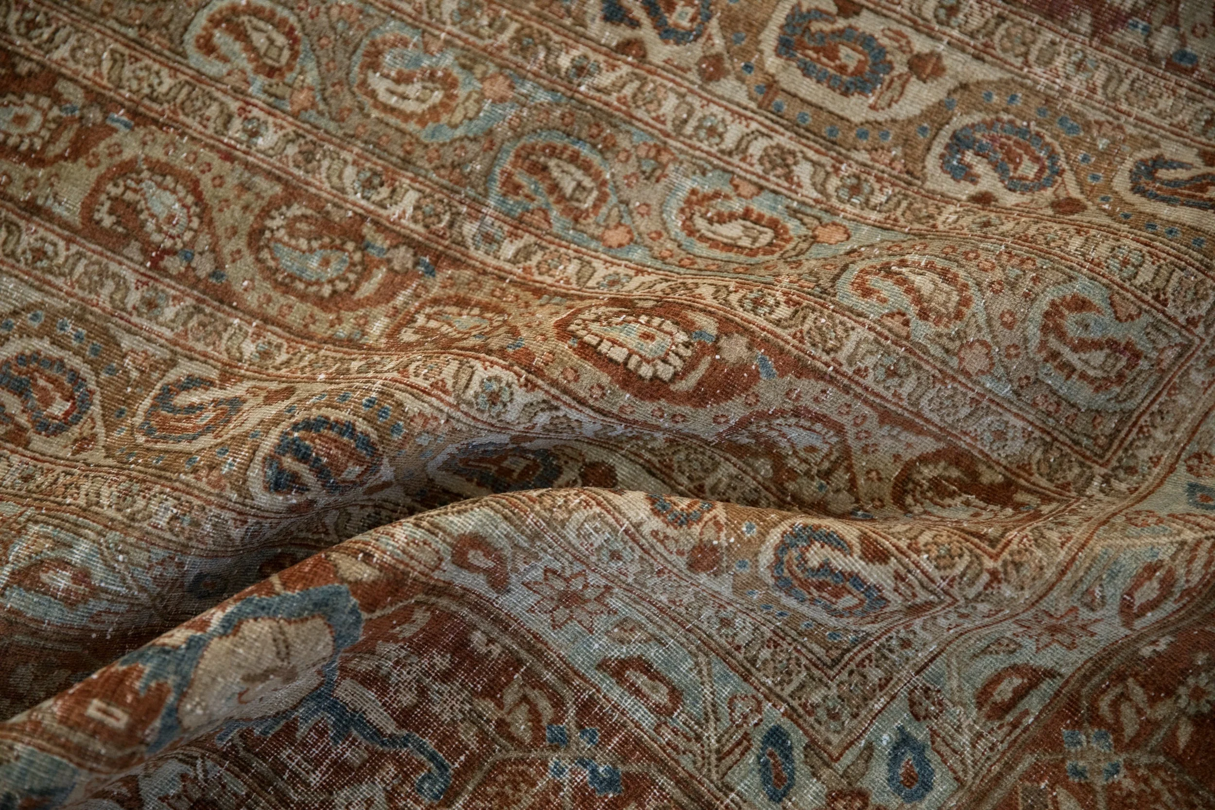 7.5x10.5 Vintage Distressed Qom Carpet - Image 11
