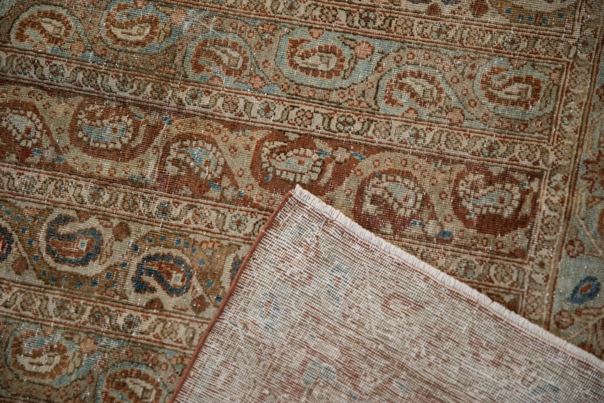 7.5x10.5 Vintage Distressed Qom Carpet - Image 12
