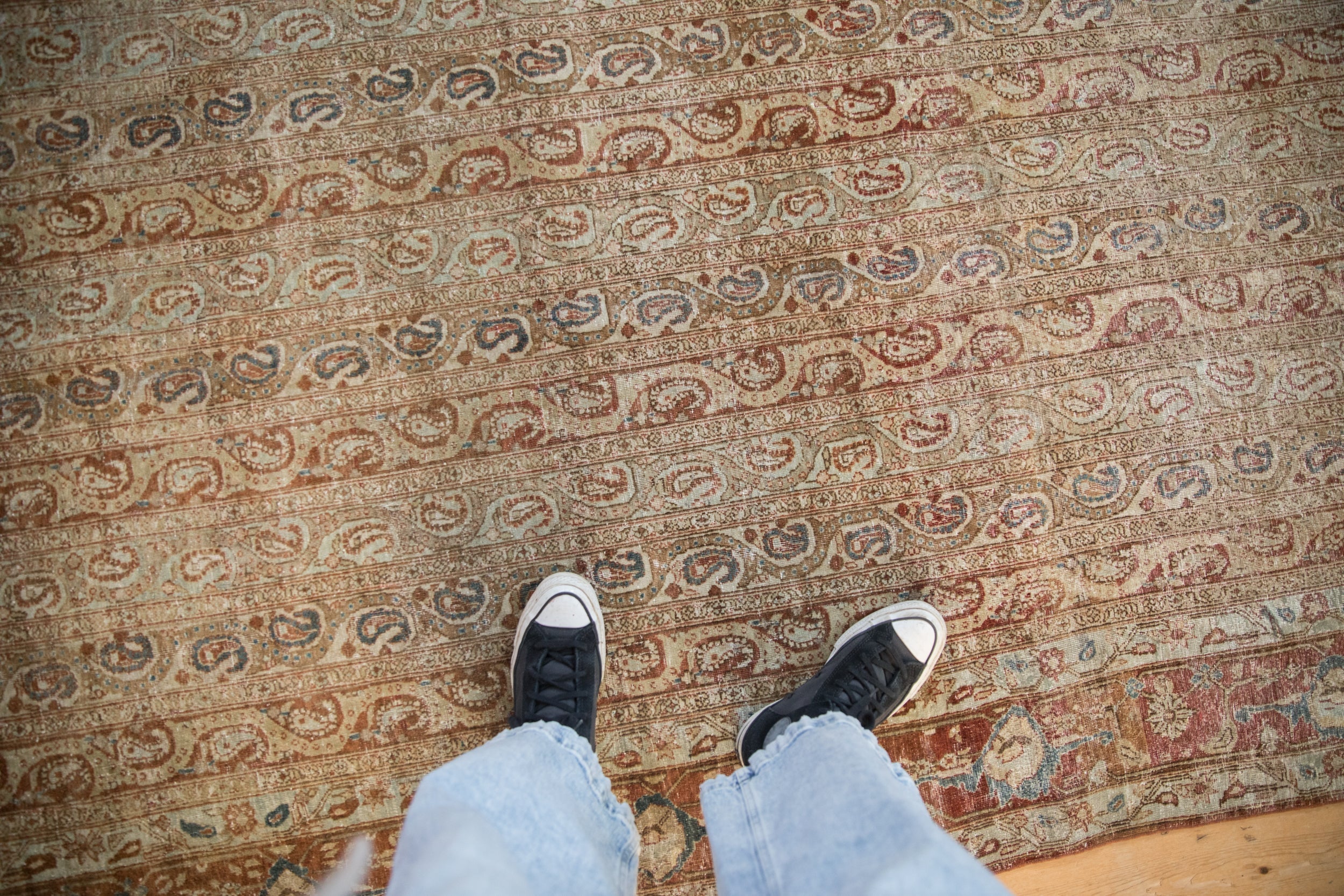 7.5x10.5 Vintage Distressed Qom Carpet - Image 2