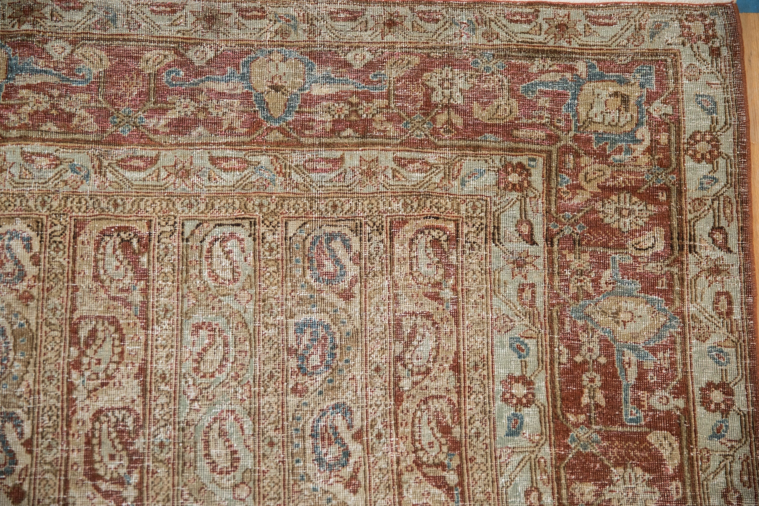 7.5x10.5 Vintage Distressed Qom Carpet - Image 3