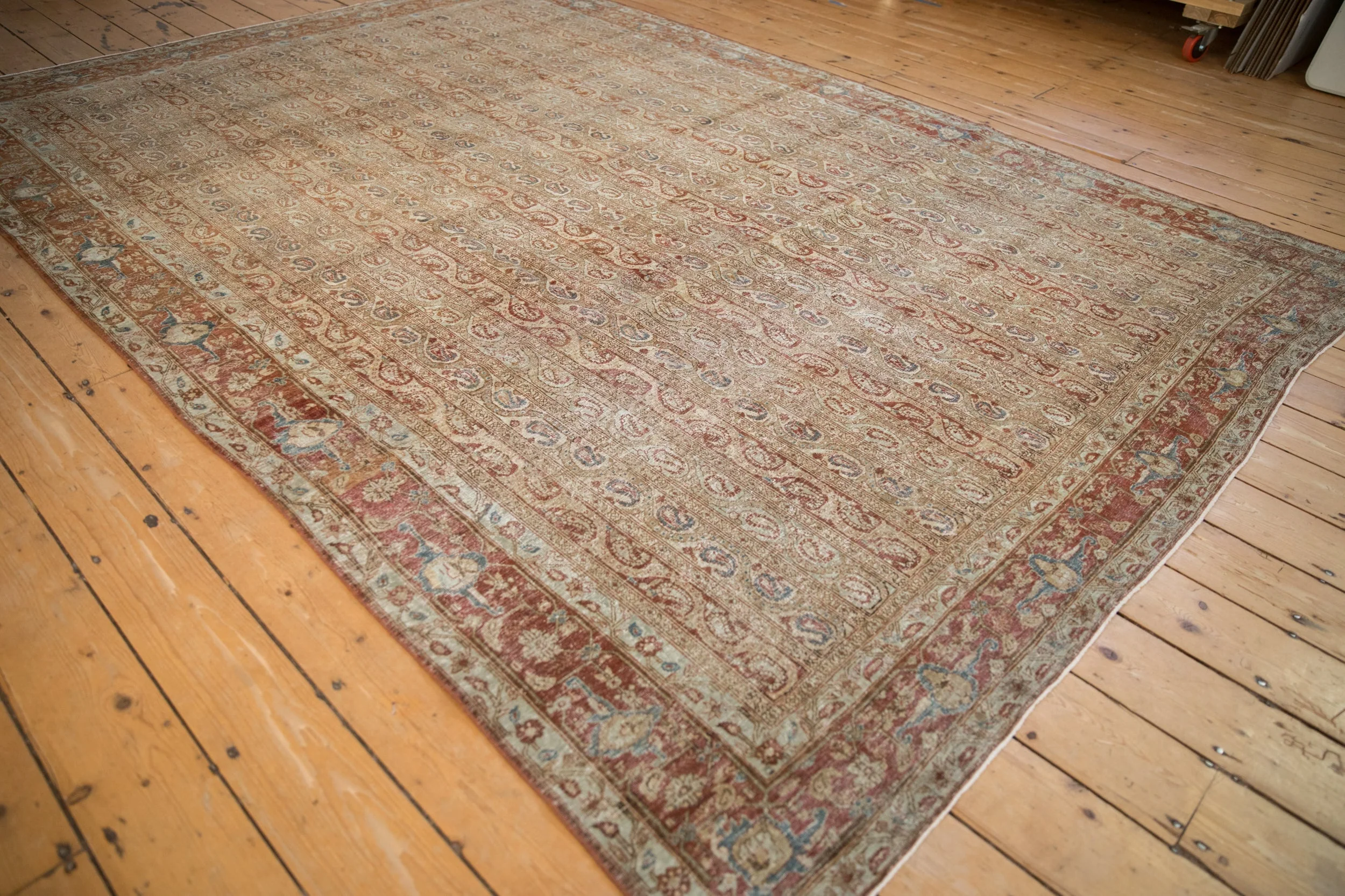 7.5x10.5 Vintage Distressed Qom Carpet - Image 4