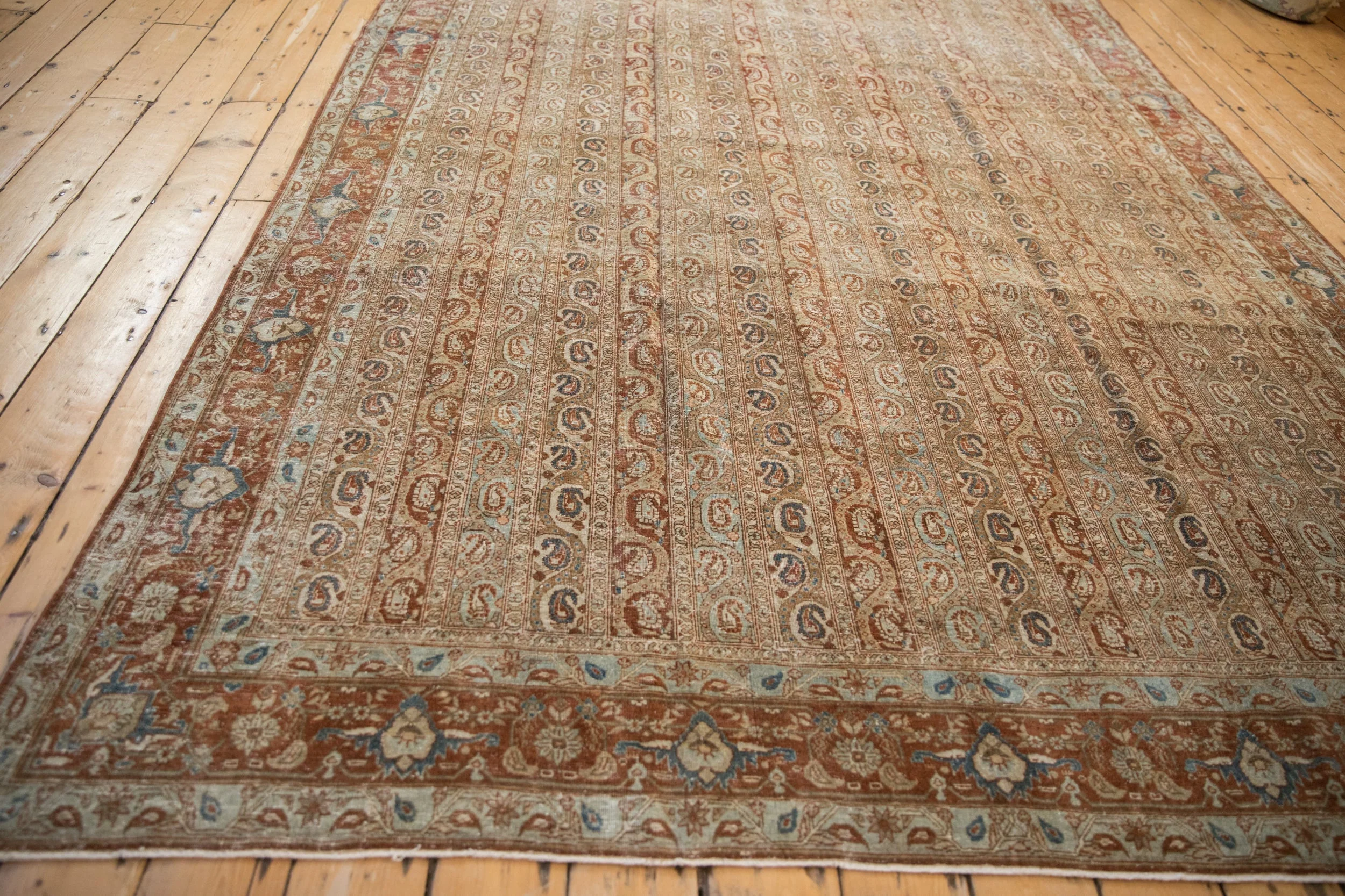 7.5x10.5 Vintage Distressed Qom Carpet - Image 9