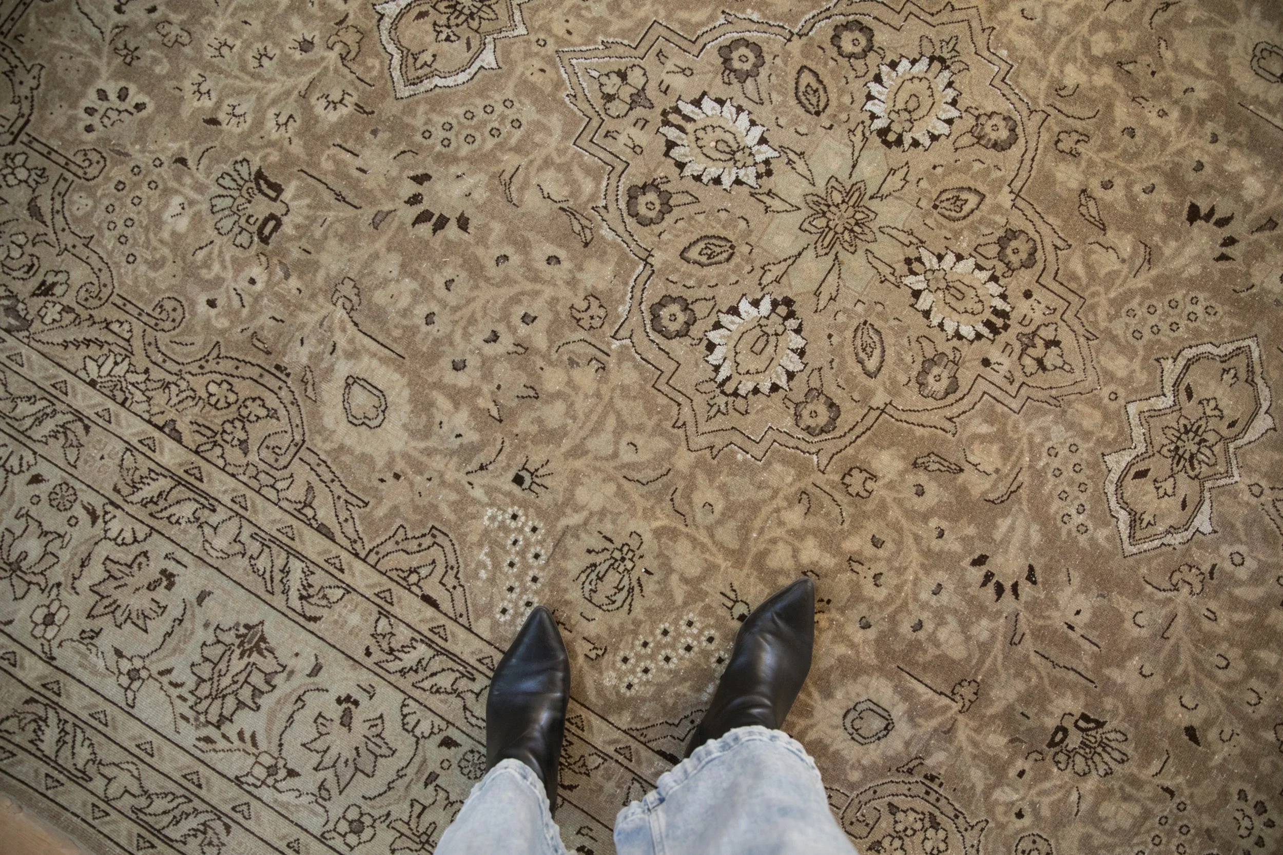 7.5x10.5 Vintage Distressed Tabriz Carpet - Image 2