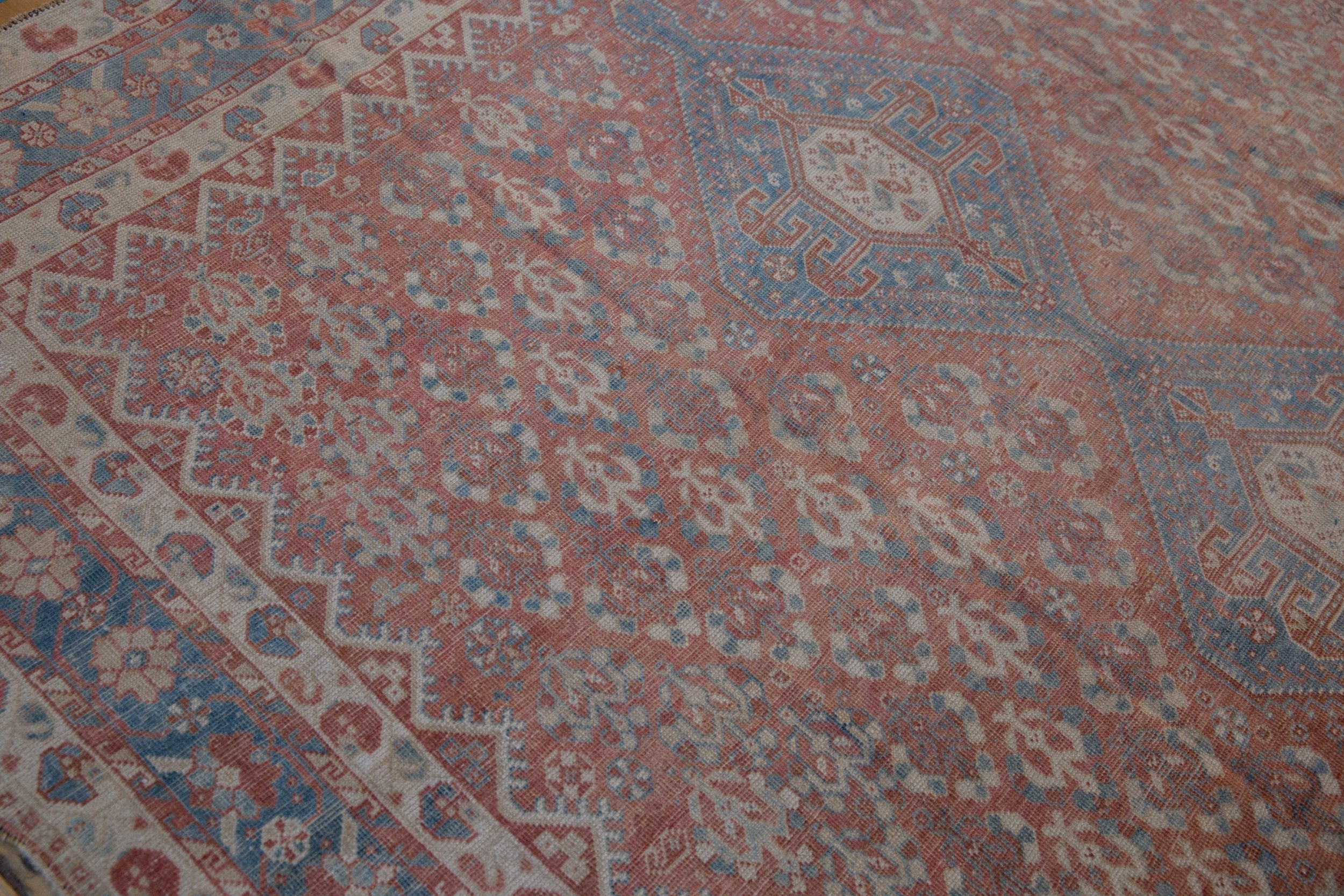 7.5x10 Vintage Distressed Qashqai Carpet - Image 5