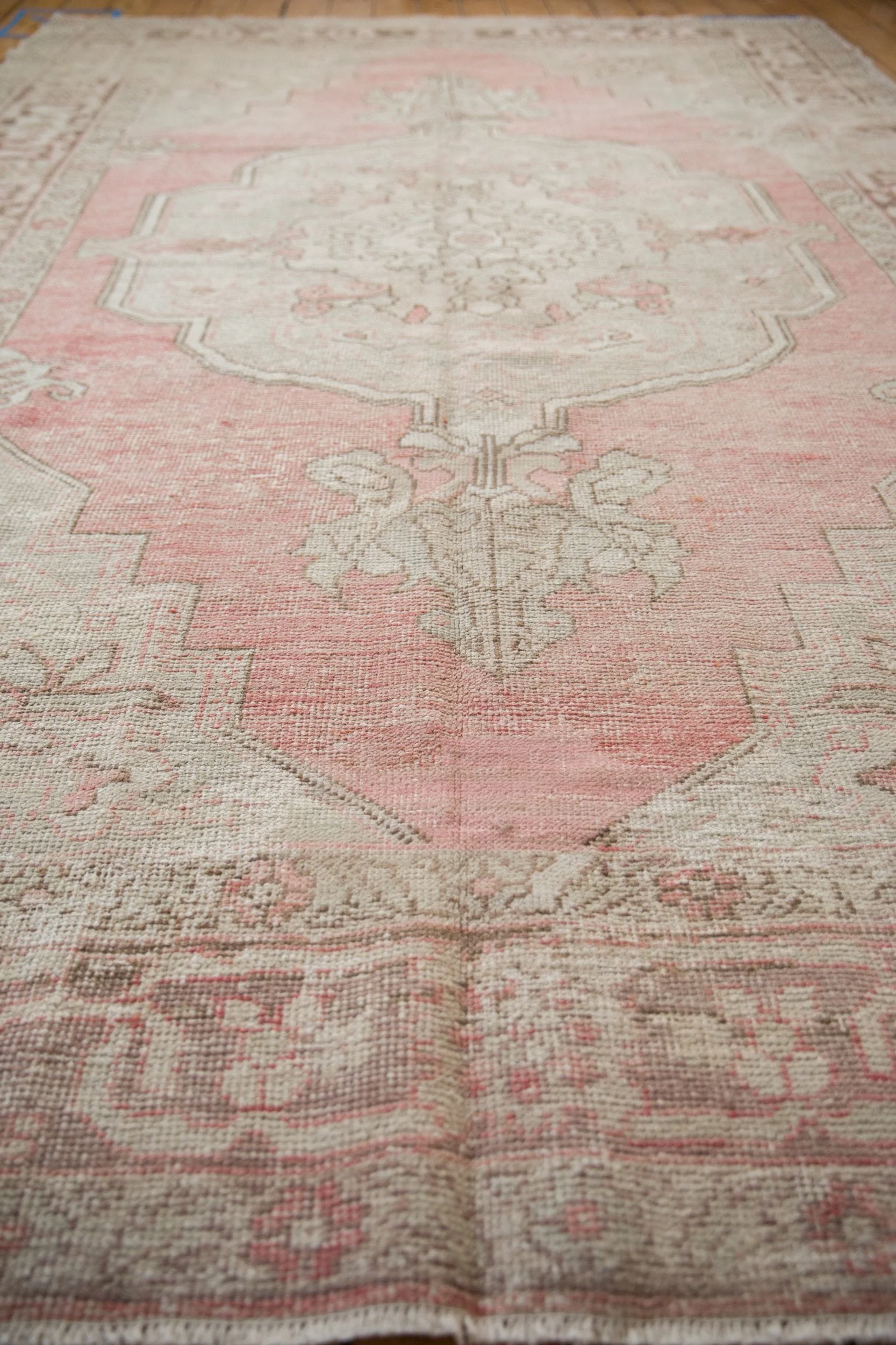 7.5x12 Vintage Distressed Oushak Carpet - Image 7