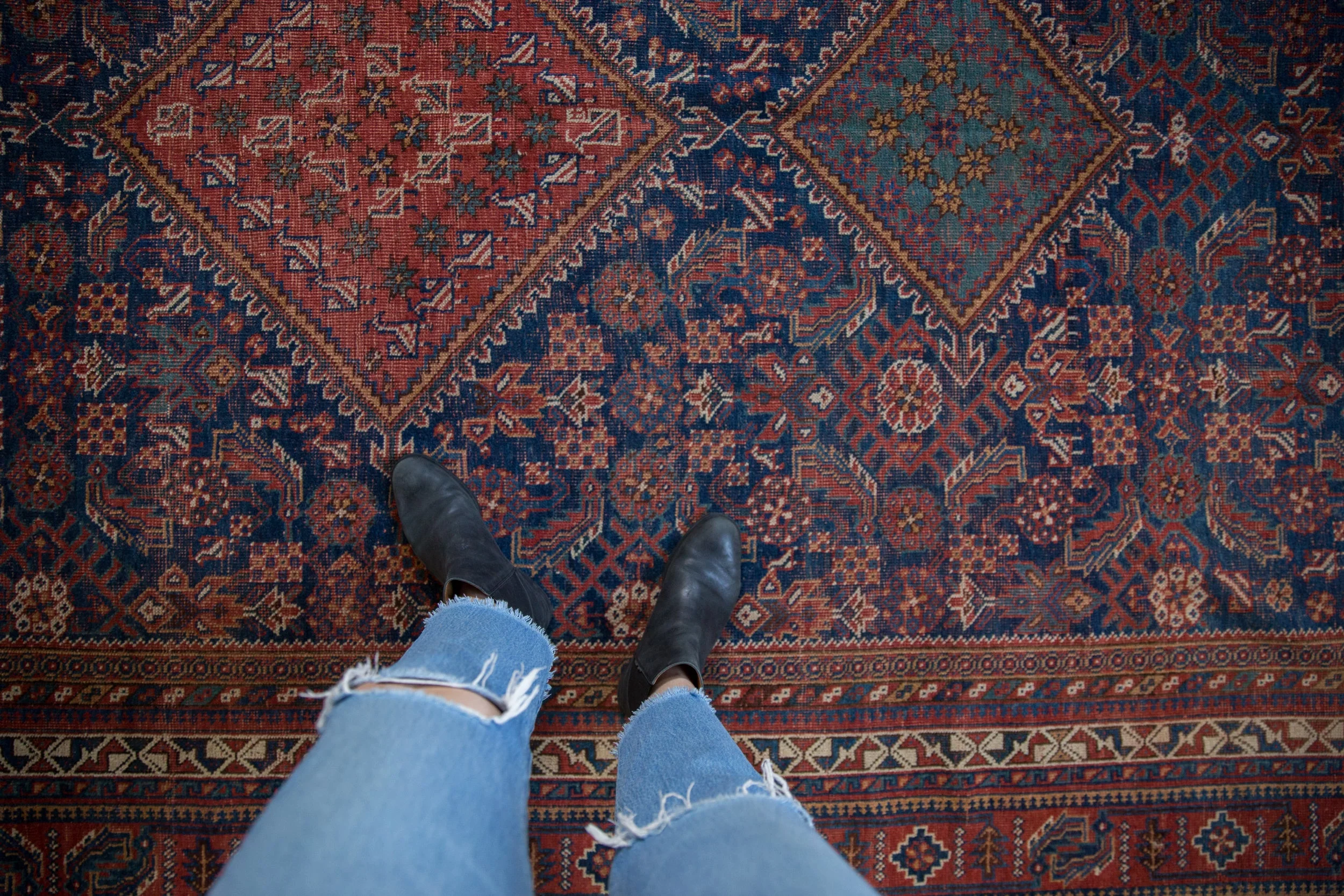 7.5x16 Vintage Afshar Carpet Runner - Image 2