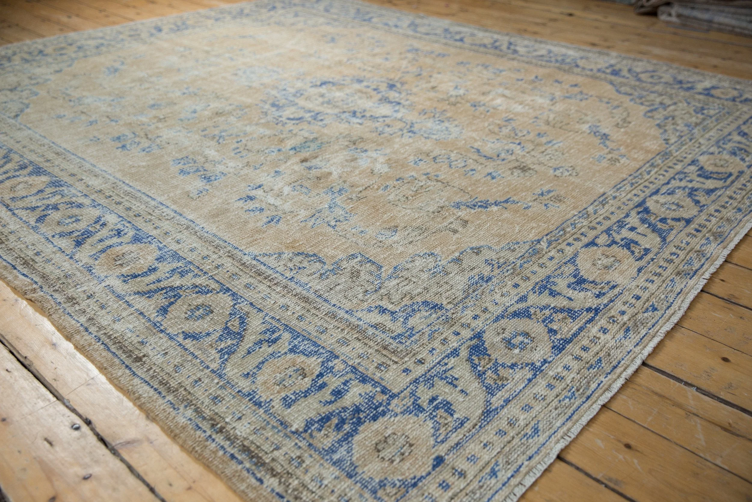 7.5x9 Vintage Distressed Oushak Carpet - Image 4