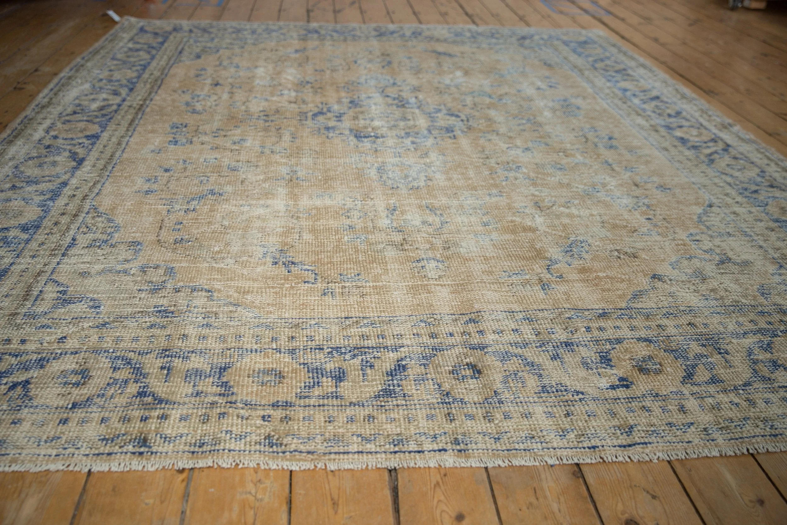 7.5x9 Vintage Distressed Oushak Carpet - Image 6