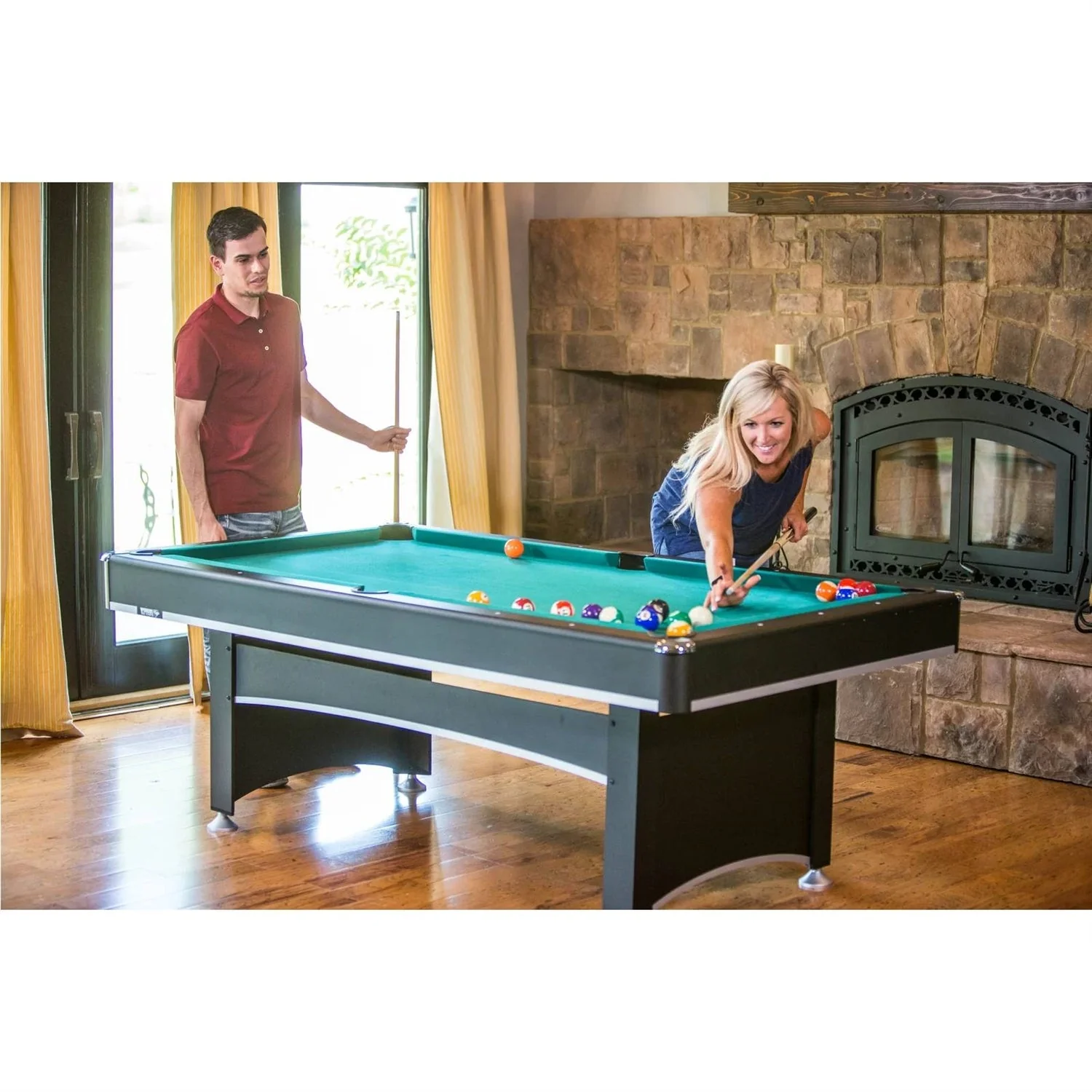 7-Foot 2-in-1 Conversion top Pool Table Ping Pong Table Set - Image 5