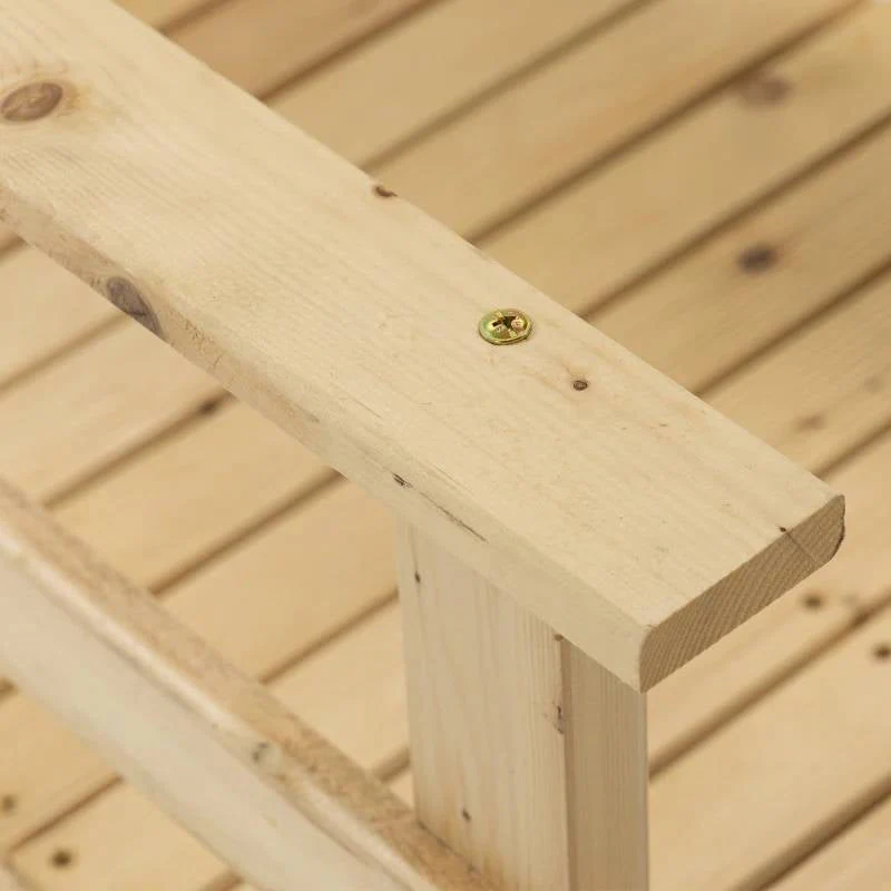 7 ft. Wooden Garden Bridge with Hand Rails in Natural Finish - Image 3