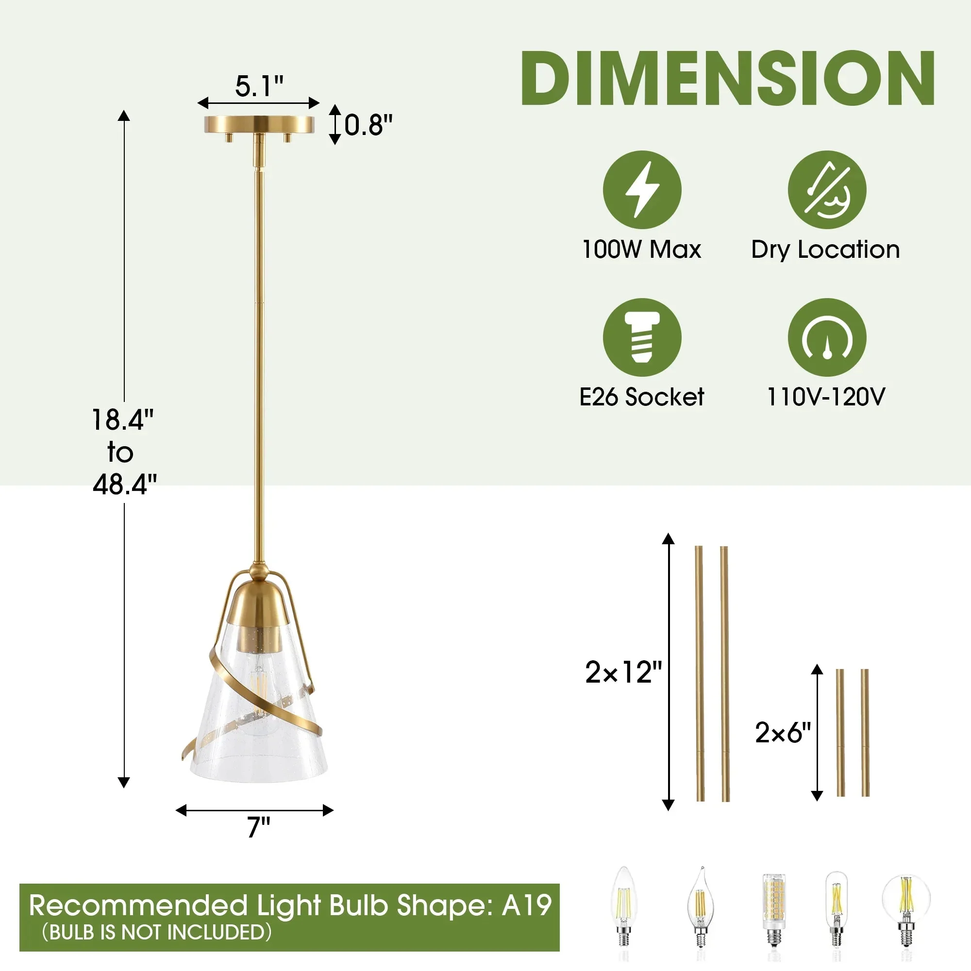 7 Inch Ryan 1-Light Island Pendant Light - Image 11