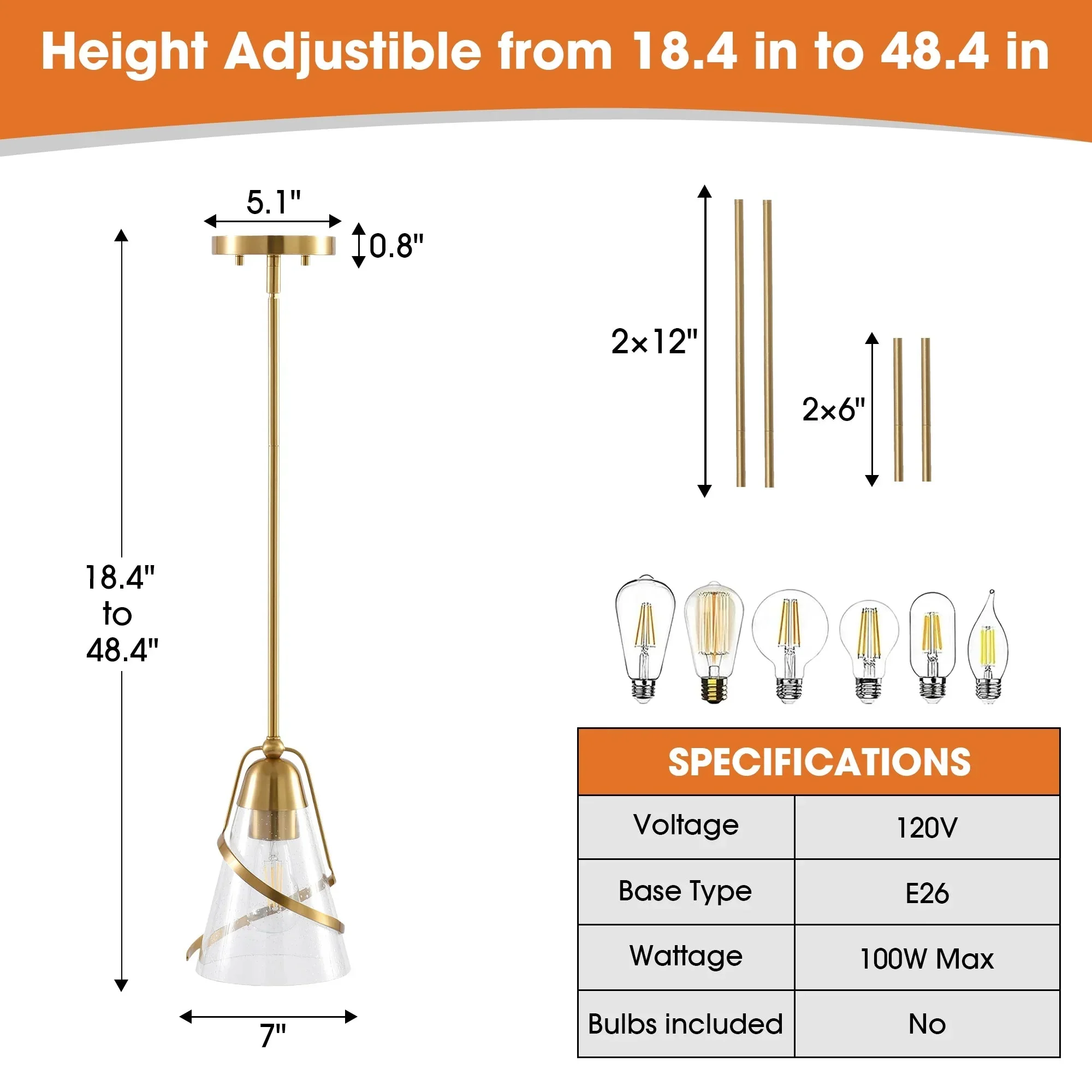 7 Inch Ryan 1-Light Island Pendant Light - Image 8