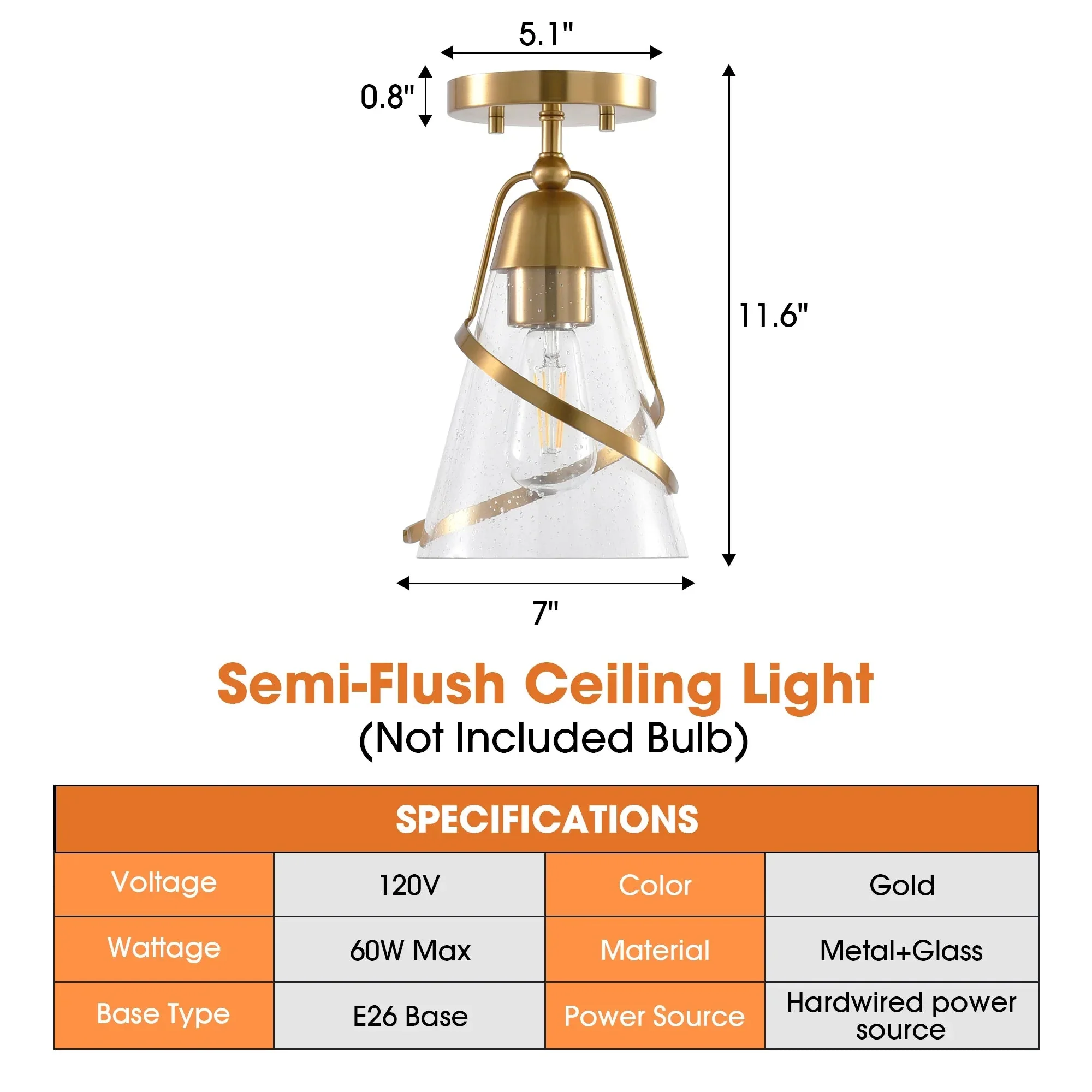 7 Inch Walker 1-Light Semi-Flush Mount Ceiling Light - Image 10