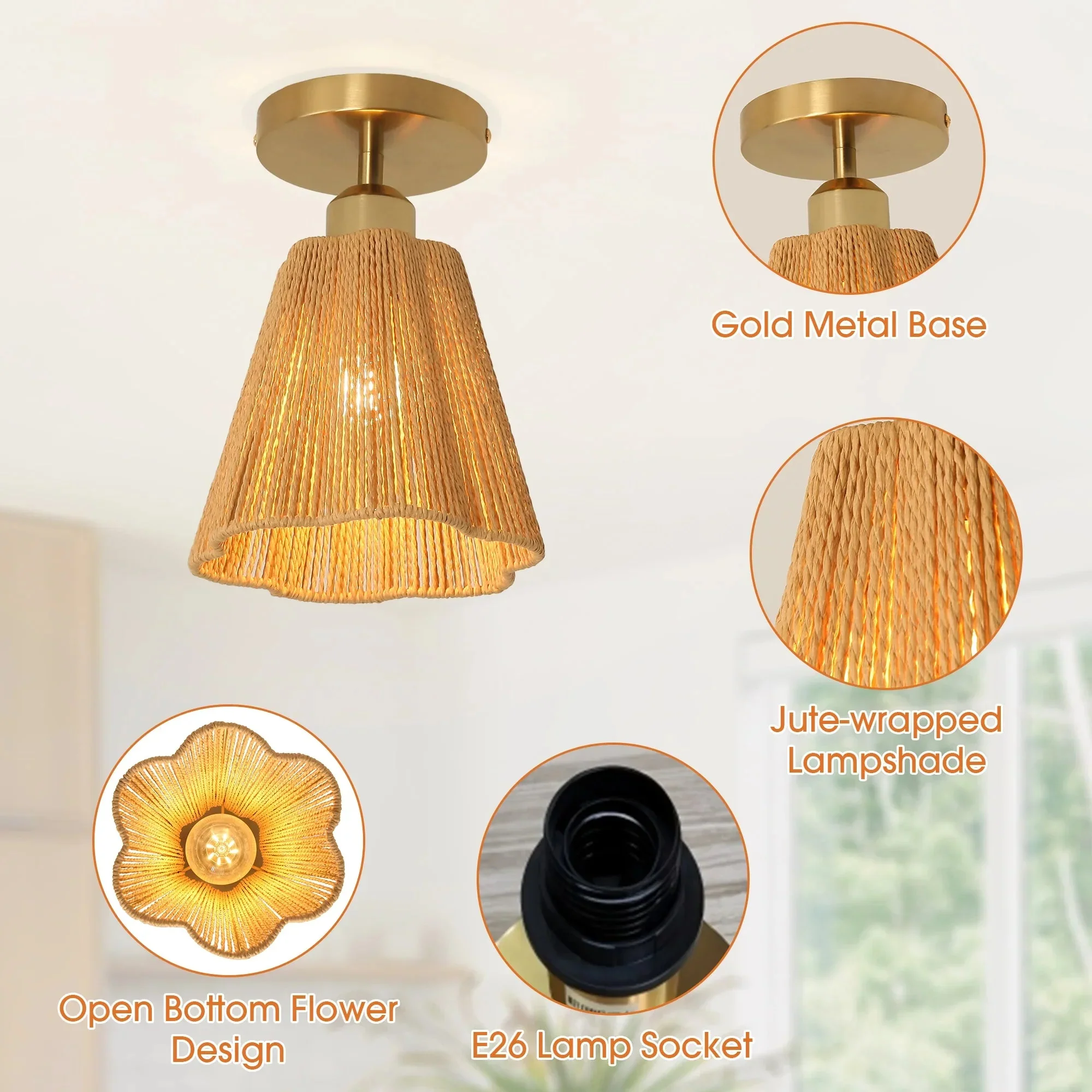 7 Inch Yves 1-Light Semi-Flush Mount Ceiling Light - Image 8