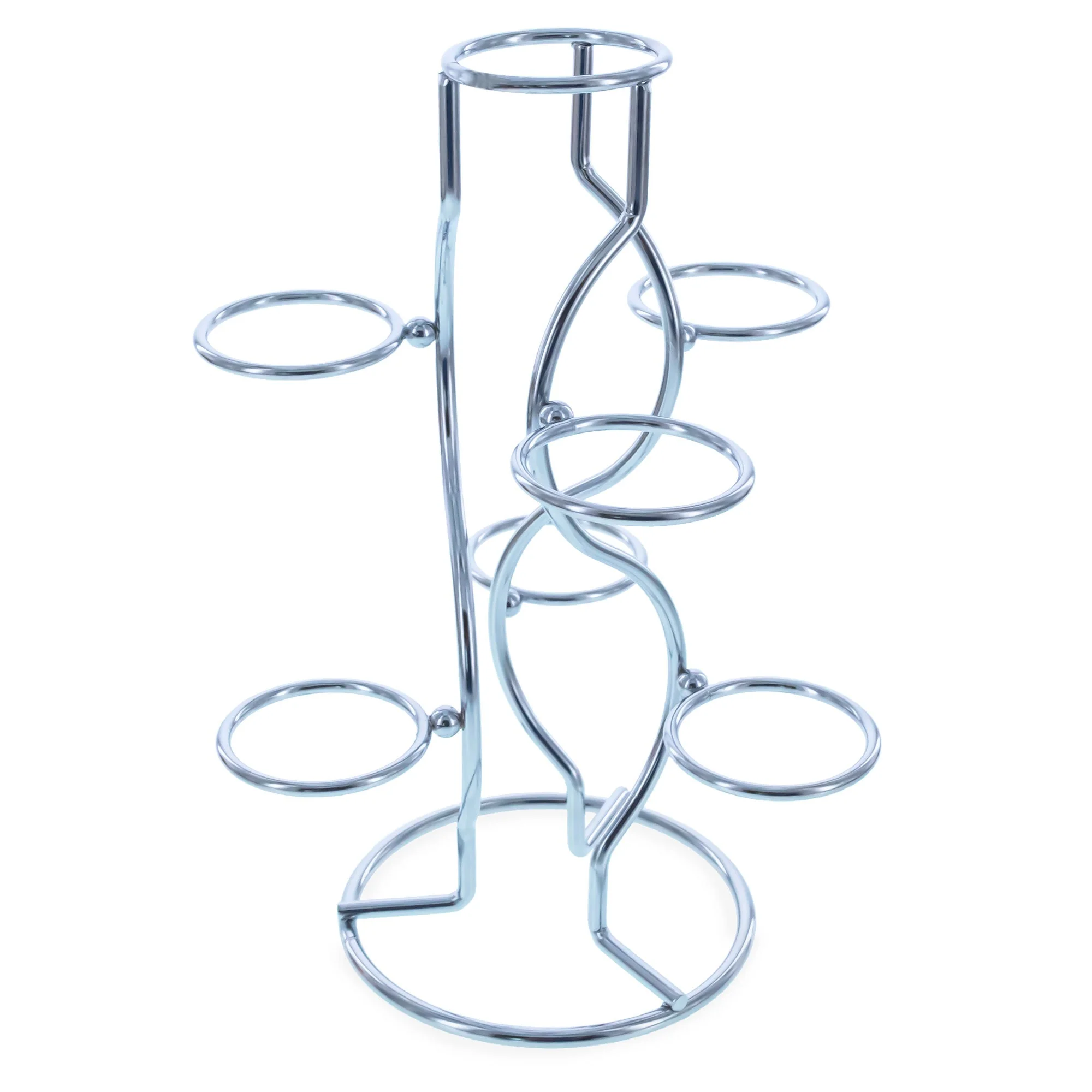 7-Ring 3-Tier Silver Wire Metal Sphere Crystals Egg Stand Holder Display 7.4 Inches (Taiwan) - Image 2