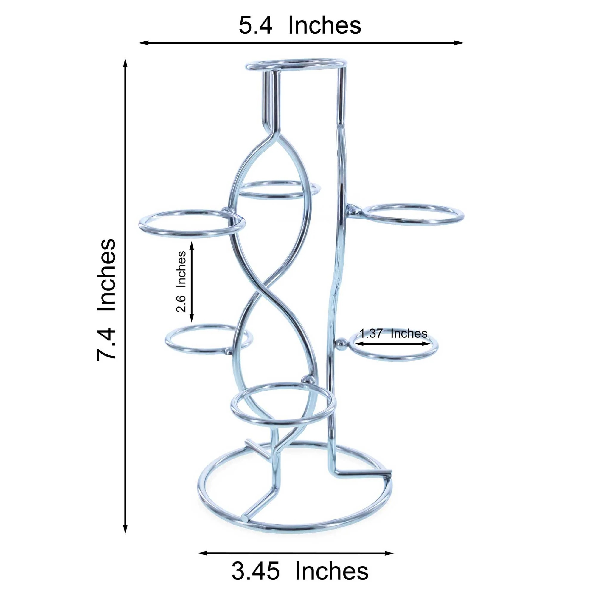 7-Ring 3-Tier Silver Wire Metal Sphere Crystals Egg Stand Holder Display 7.4 Inches (Taiwan) - Image 3