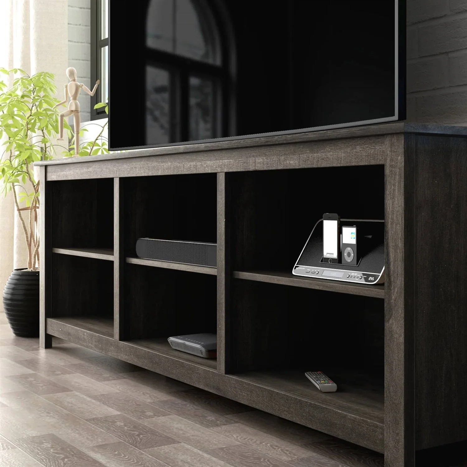 70-inch Dark Brown Wood TV Stand Entertainment Center for TV up to 78-inch - Image 2