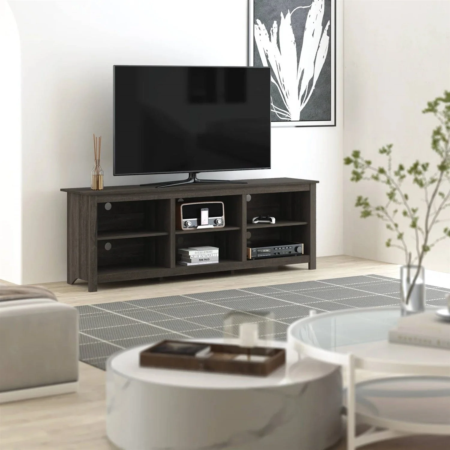 70-inch Dark Brown Wood TV Stand Entertainment Center for TV up to 78-inch - Image 4