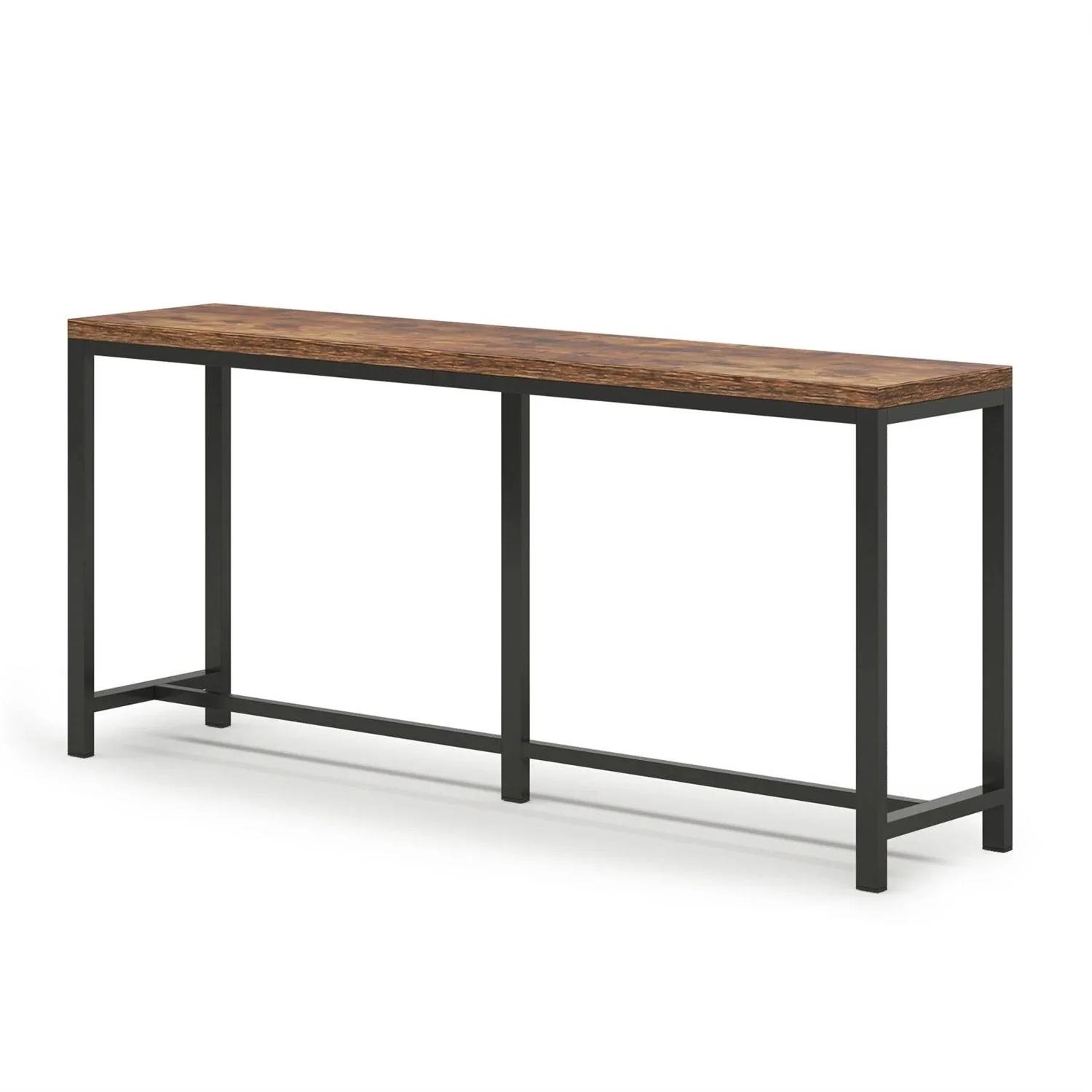 70-inch Long Narrow Hallway Sofa Table with Wood Top and Black Metal Frame - Image 2