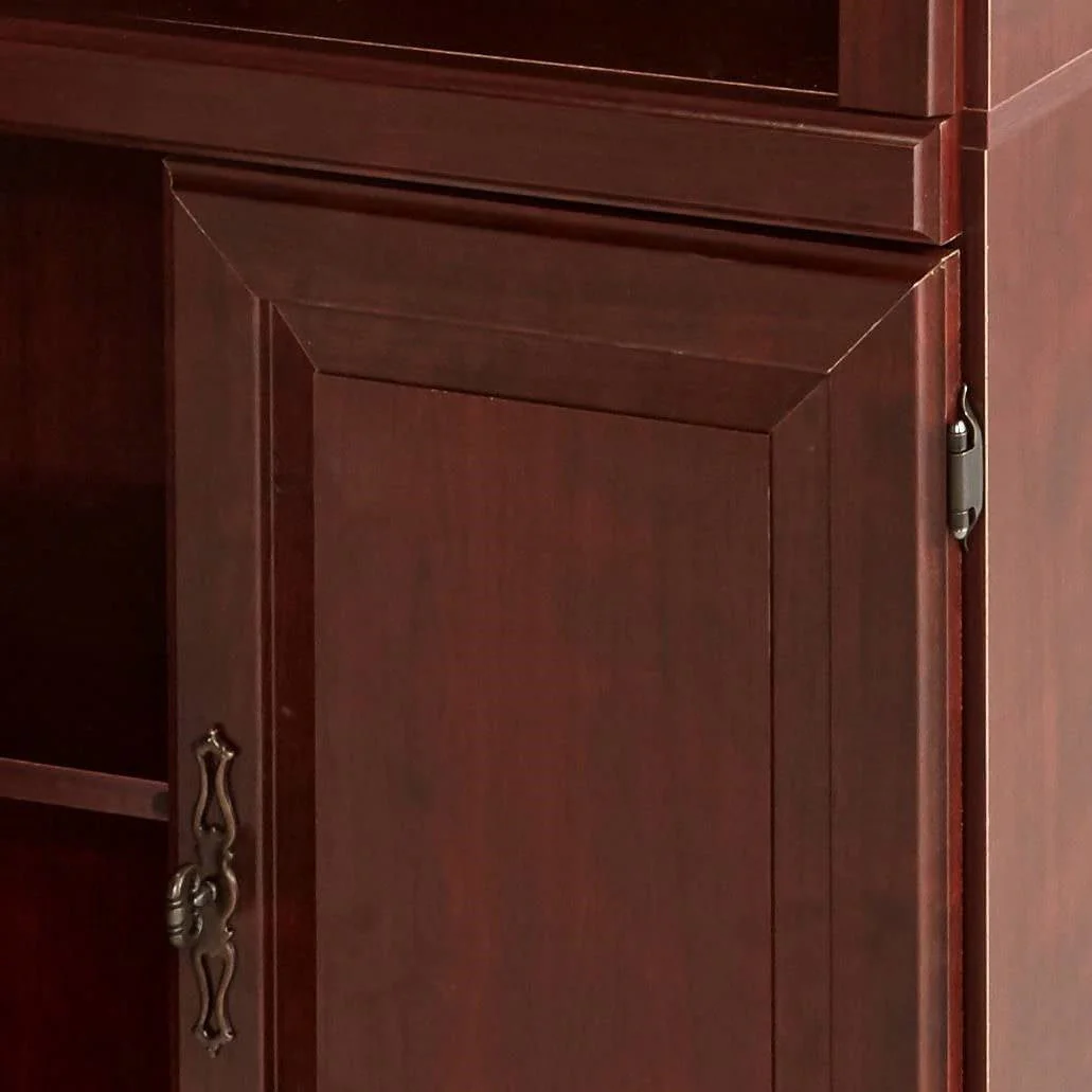 71-inch High 3-Shelf Wooden Bookcase with Storage Drawer in Cherry Finish - Image 3
