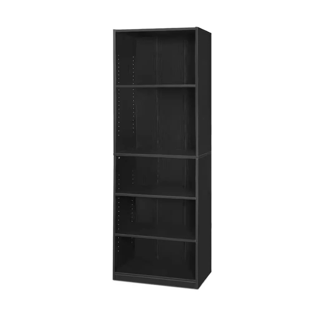 71-inch Tall 5-Shelf Bookcase in Black Wood Finish - Image 4