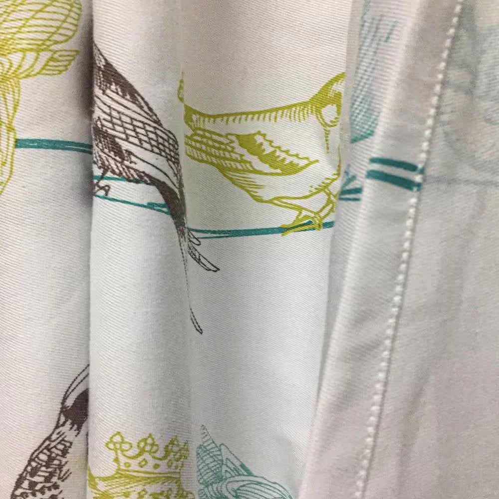 72-inch 100-Percent Cotton Fabric Shower Curtain with Teal Beige Black Birds - Image 4