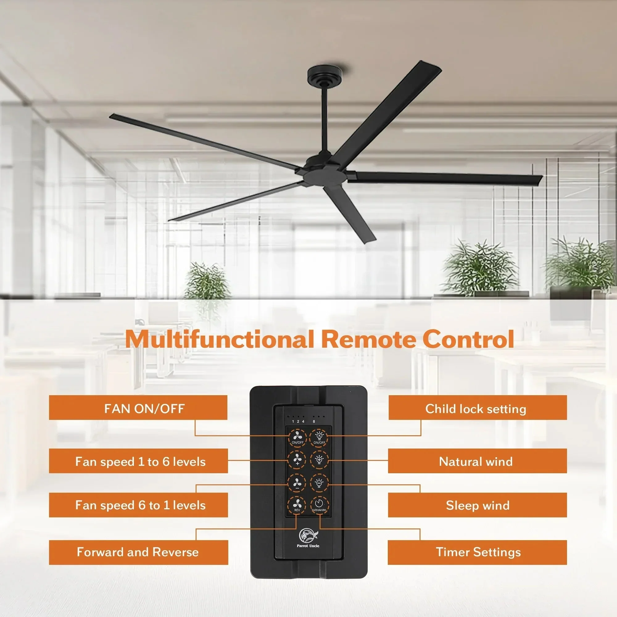 72 Inch 84 Inch Winni IPX4 Outdoor Downrod Mount Ceiling Fan With Remote Control - Image 15