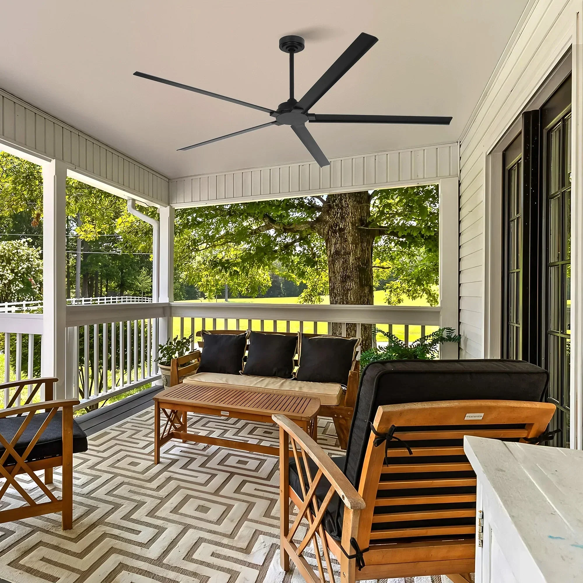 72 Inch 84 Inch Winni IPX4 Outdoor Downrod Mount Ceiling Fan With Remote Control - Image 2