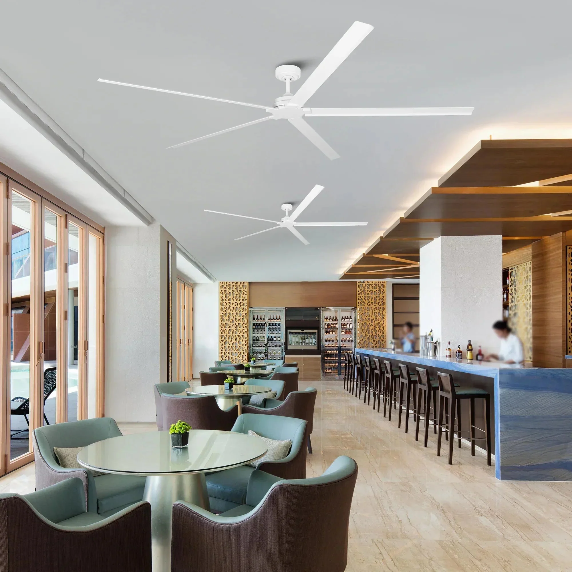 72 Inch 84 Inch Winni IPX4 Outdoor Downrod Mount Ceiling Fan With Remote Control - Image 6
