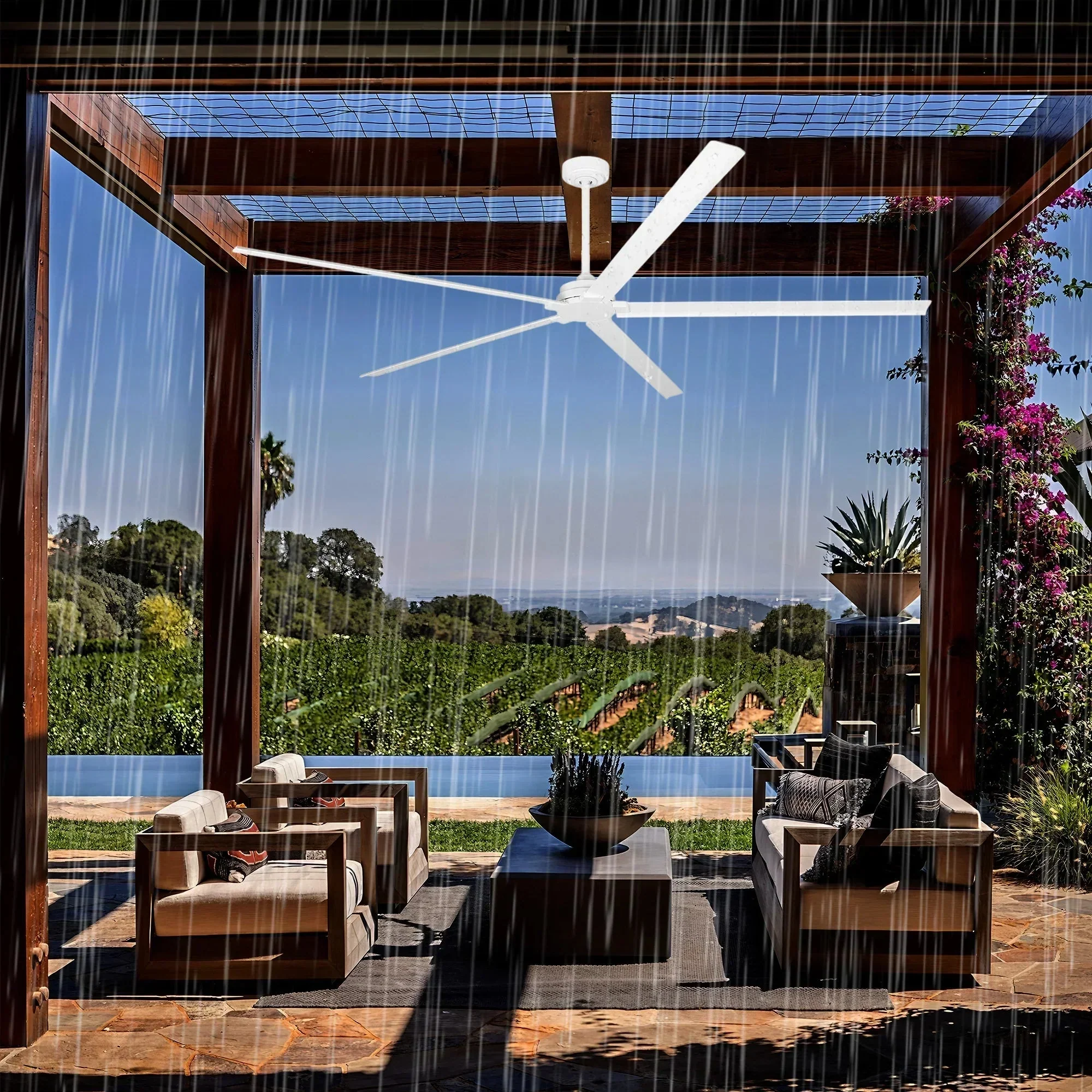 72 Inch 84 Inch Winni IPX4 Outdoor Downrod Mount Ceiling Fan With Remote Control - Image 7