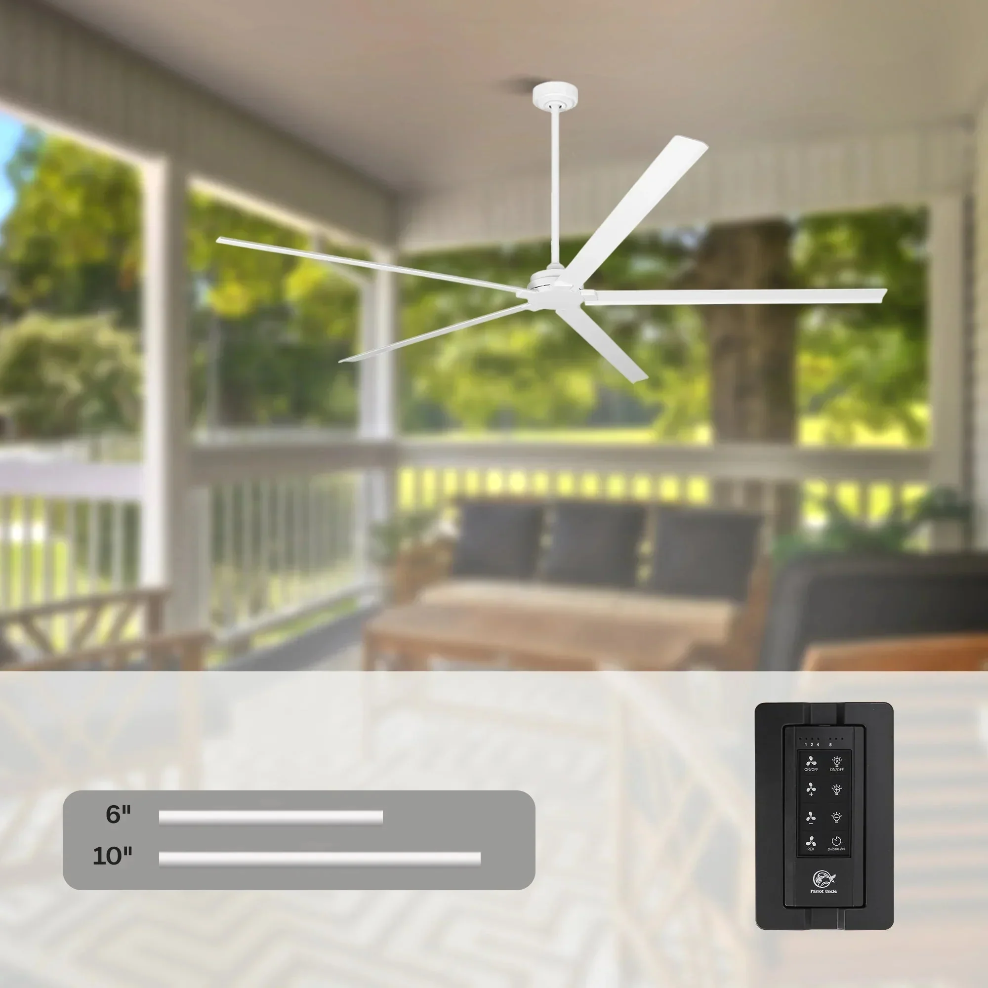 72 Inch 84 Inch Winni IPX4 Outdoor Downrod Mount Ceiling Fan With Remote Control - Image 9