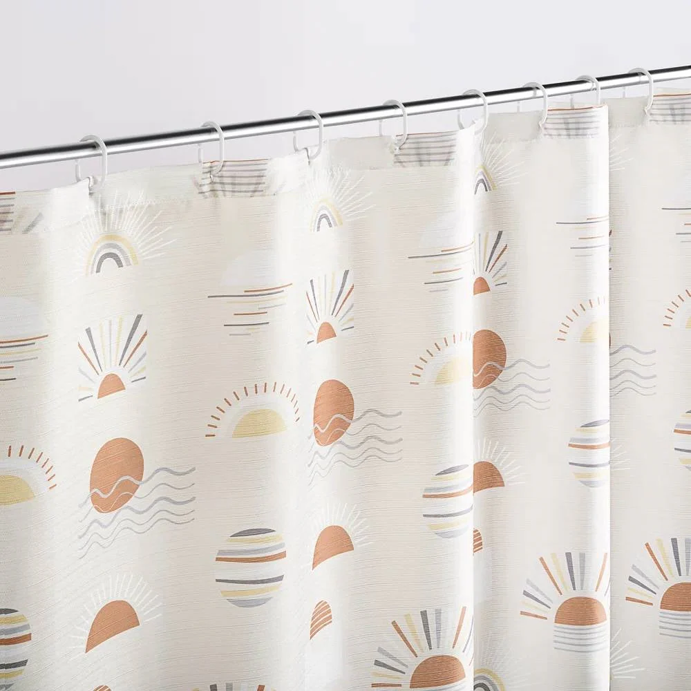 72-inch Cream White Orange Sunset Bohemian Pattern Shower Curtain - Image 5