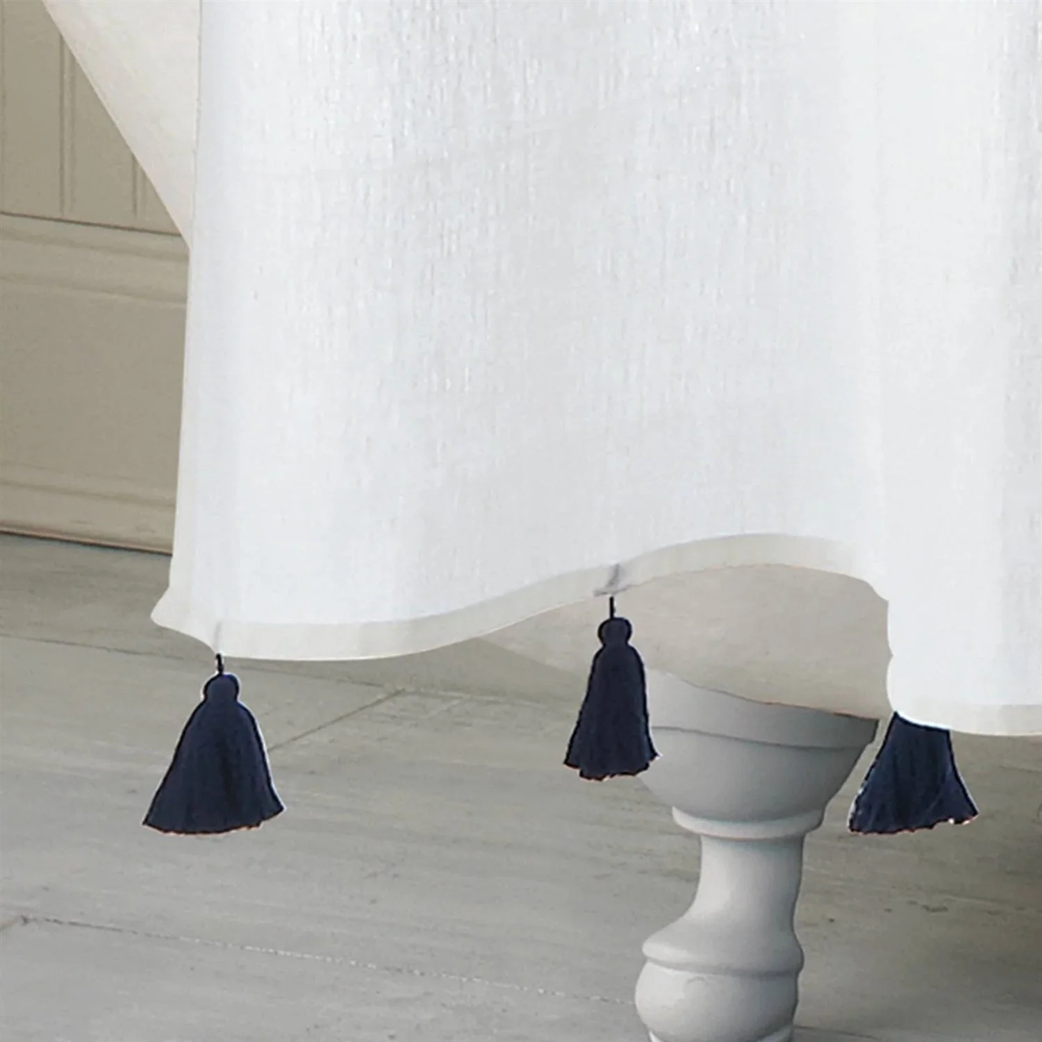 72-inch Navy and White Stripes Cotton Shower Curtain - Image 2