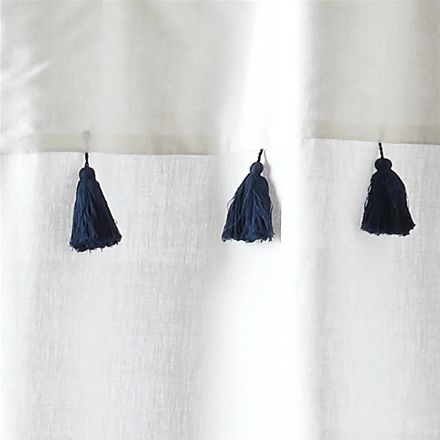 72-inch Navy and White Stripes Cotton Shower Curtain - Image 4
