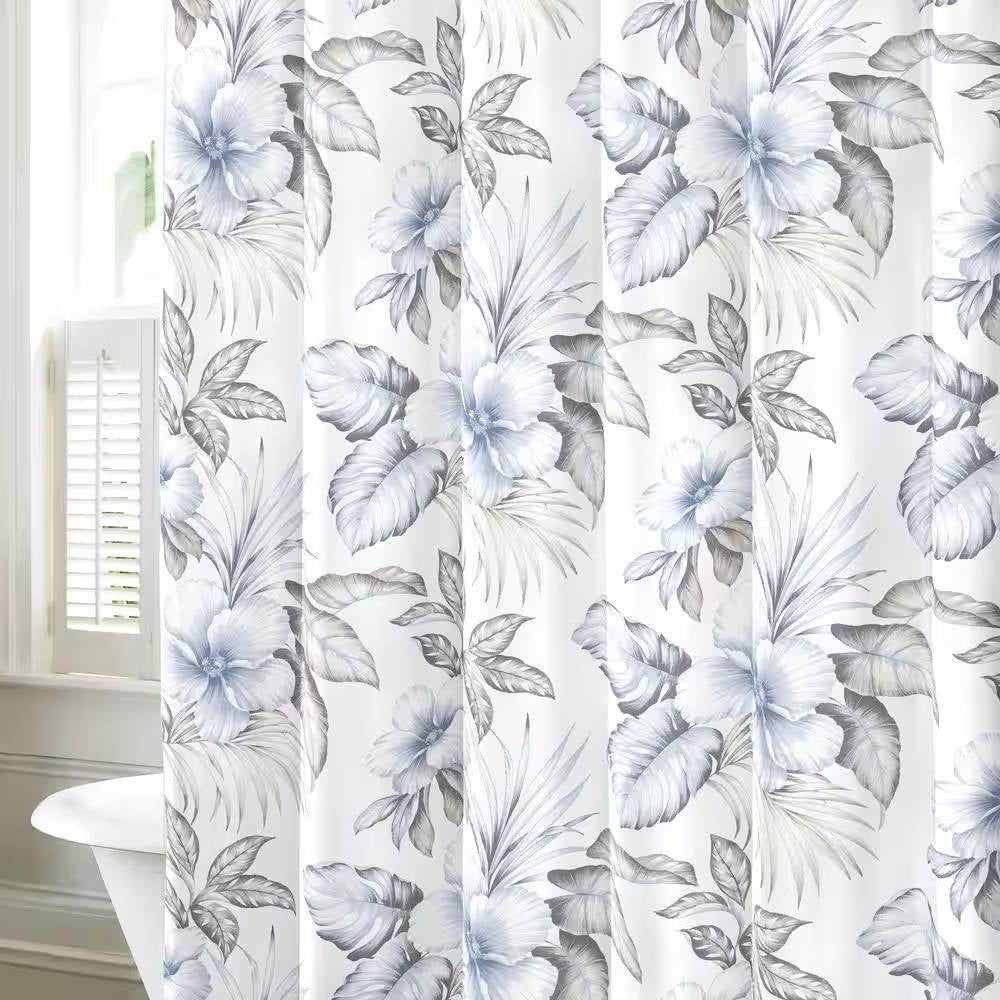 72-inch Tropical Botanical Floral Shower Curtain in 100-Percent Cotton Fabric - Image 2
