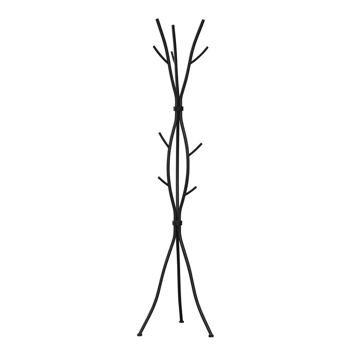 74-inch Freestanding Black Metal Coat Rack Entryway Hall Tree Umbrella Stand - Image 4