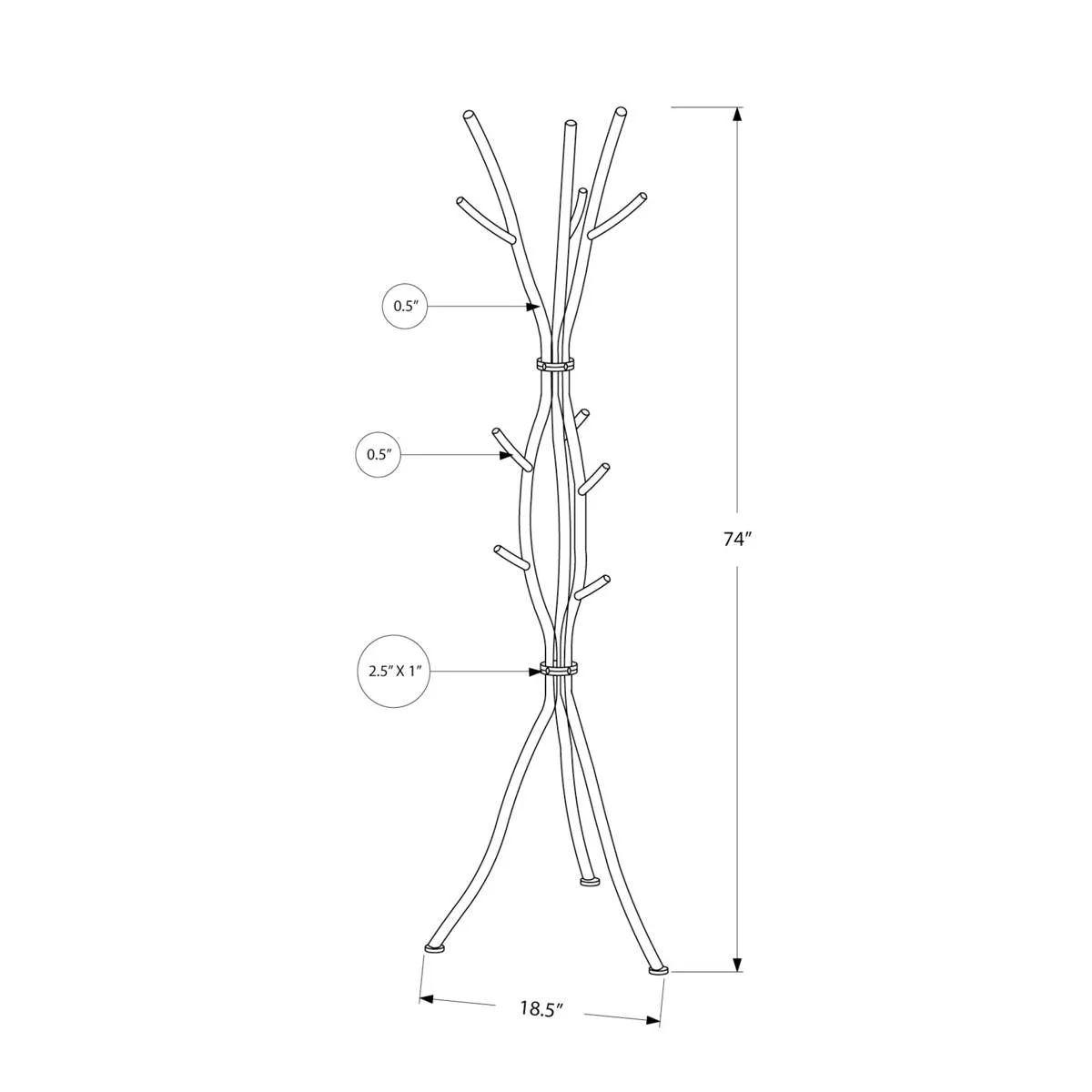 74-inch White Metal Coat Rack Entryway Hall Tree Umbrella Stand - Image 5