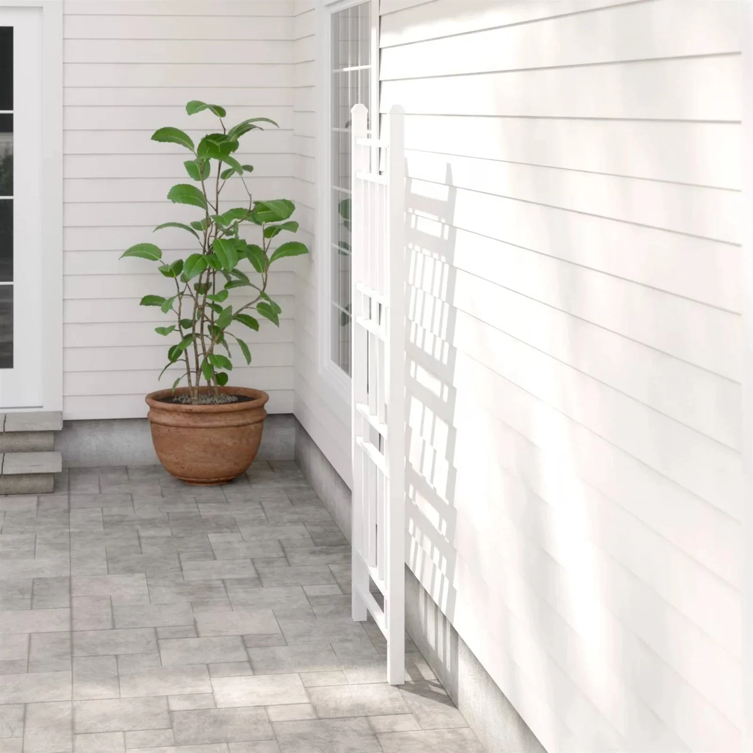 75-inch White Vinyl Outdoor Garden Trellis - Made in USA - Image 4