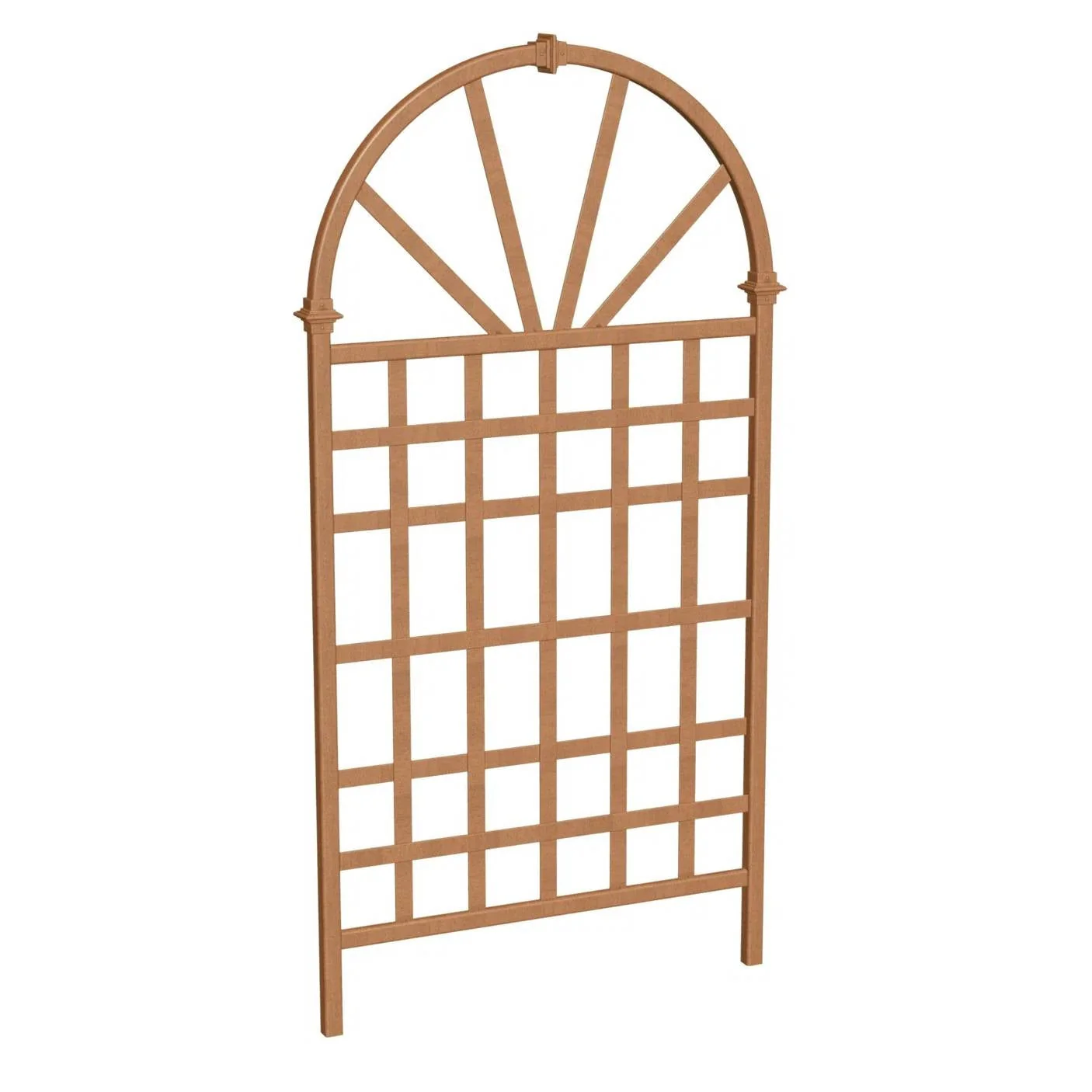 77-inch Outdoor Light Brown Vinyl Lattice Garden Trellis with Arched Top - Image 2