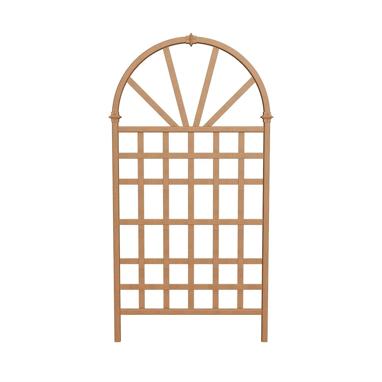 77-inch Outdoor Light Brown Vinyl Lattice Garden Trellis with Arched Top - Image 4