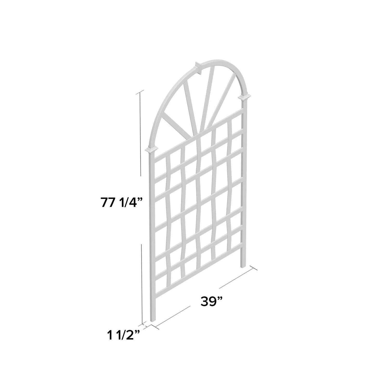 77-inch Outdoor White Vinyl Lattice Garden Trellis with Arched Top - Image 5