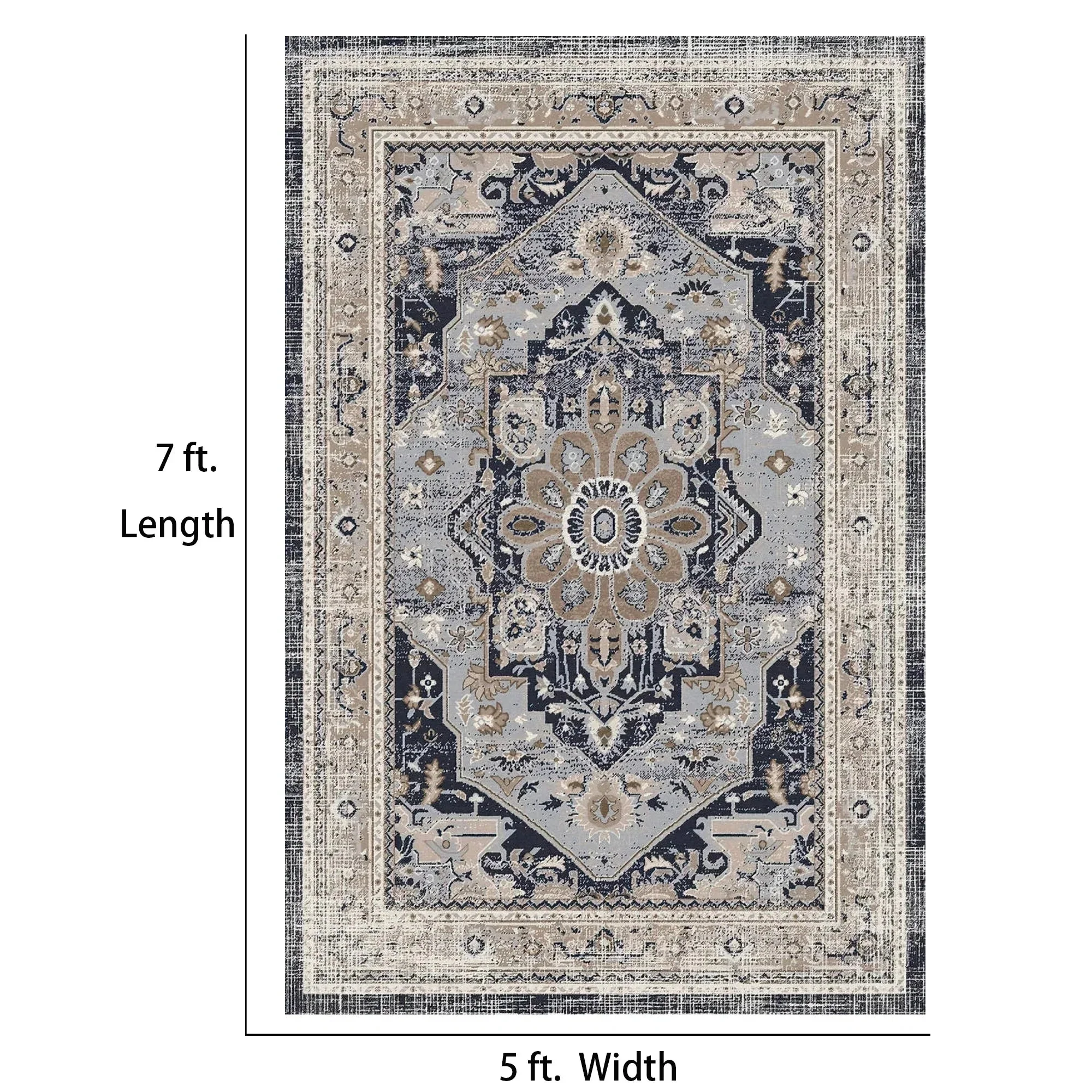 7ft x 5ft Vintage Indoor Non-Slip Washable Large  Area Rugs for Bedroom Living Room - Image 12