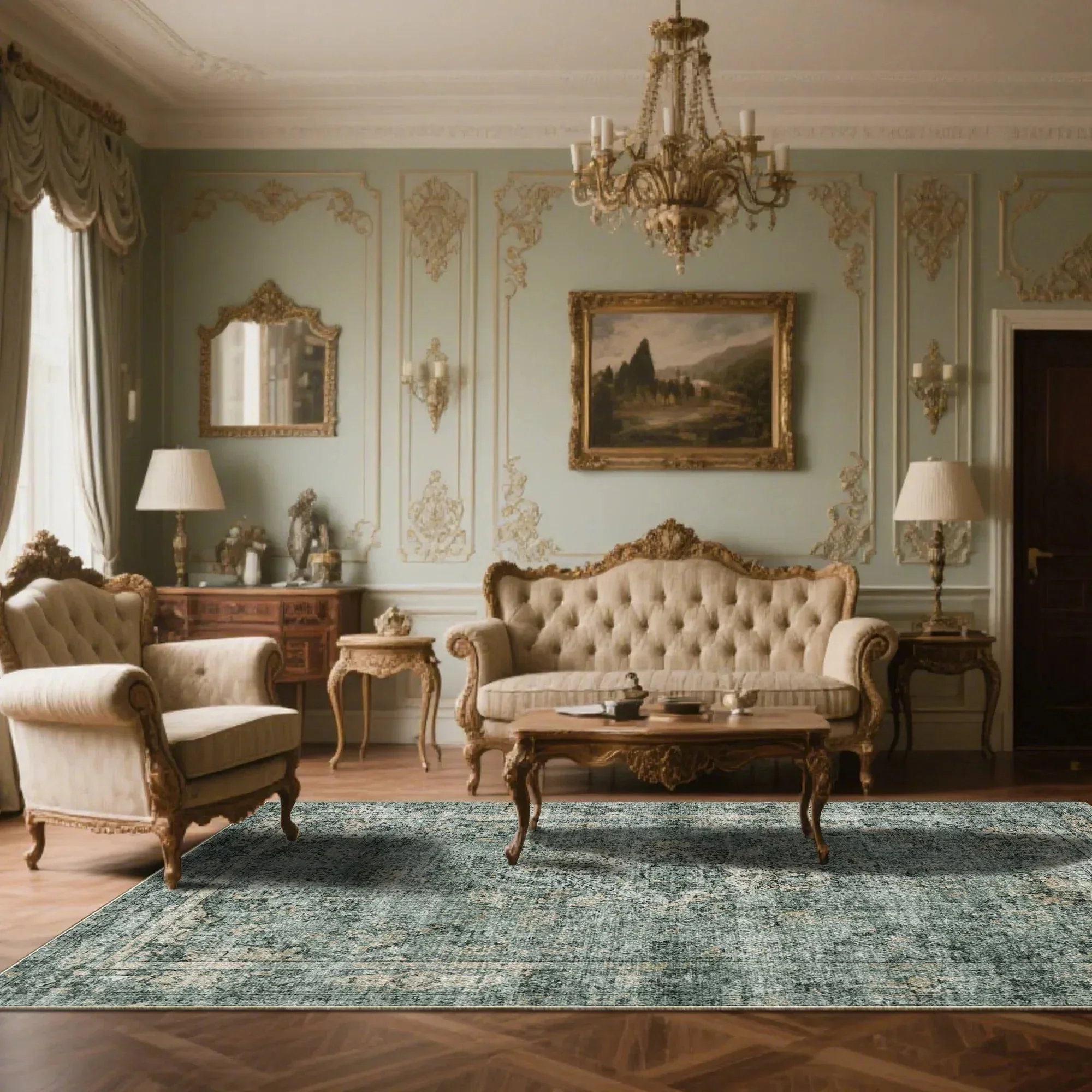 7ft x 5ft Vintage Indoor Non-Slip Washable Large  Area Rugs for Bedroom Living Room - Image 14
