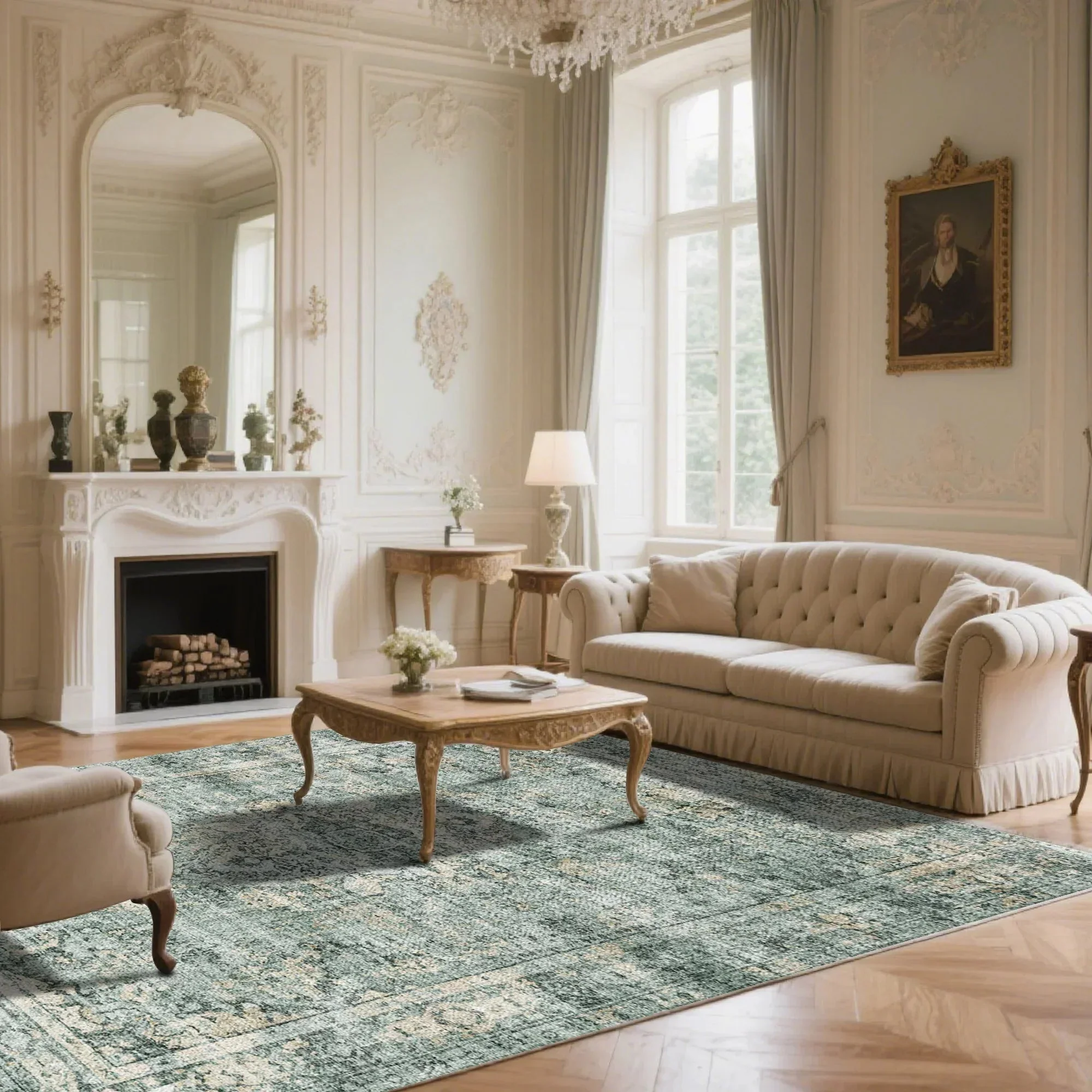7ft x 5ft Vintage Indoor Non-Slip Washable Large  Area Rugs for Bedroom Living Room - Image 18
